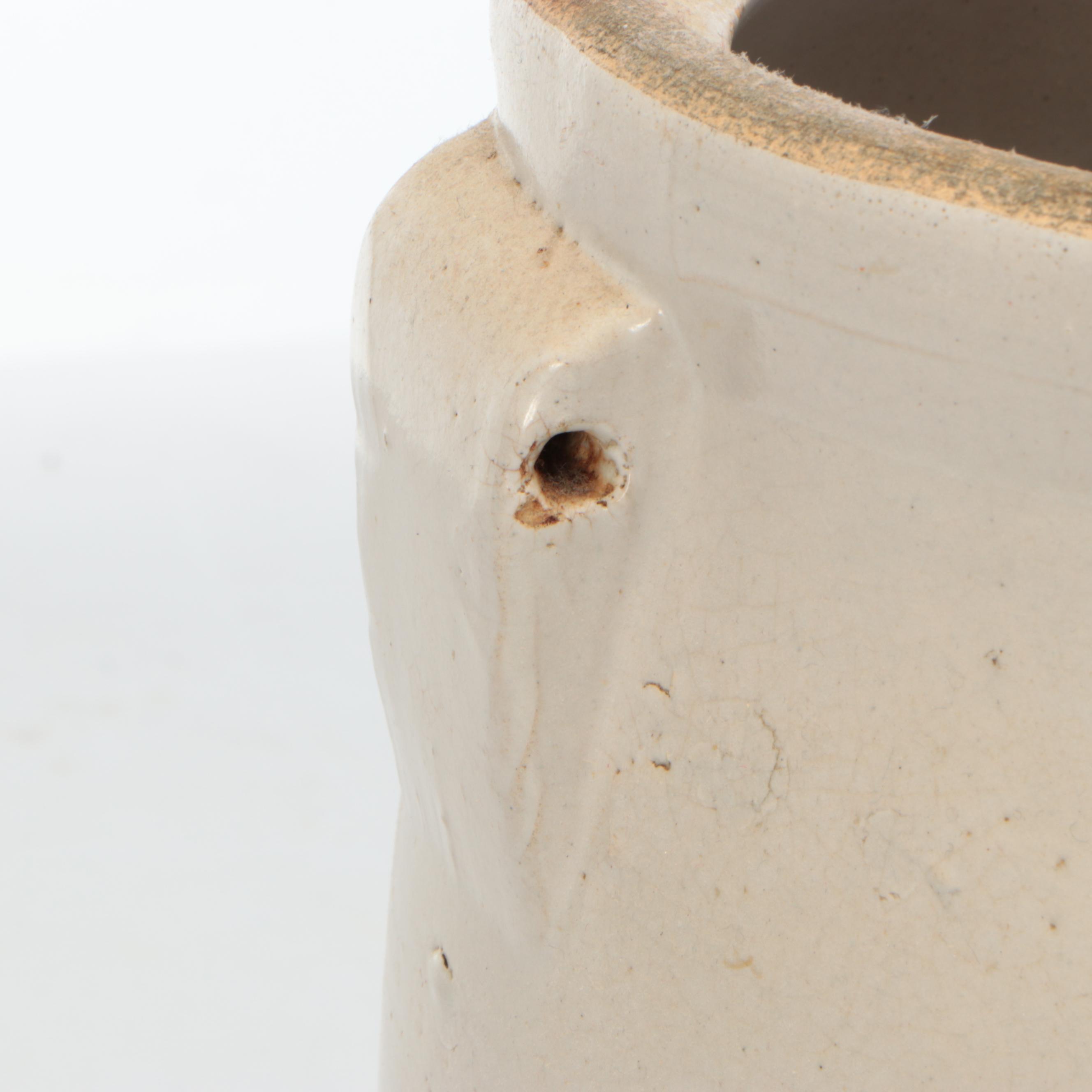 Stoneware Butter Churn with Wooden Dasher, Late 19th/Early 20th Century