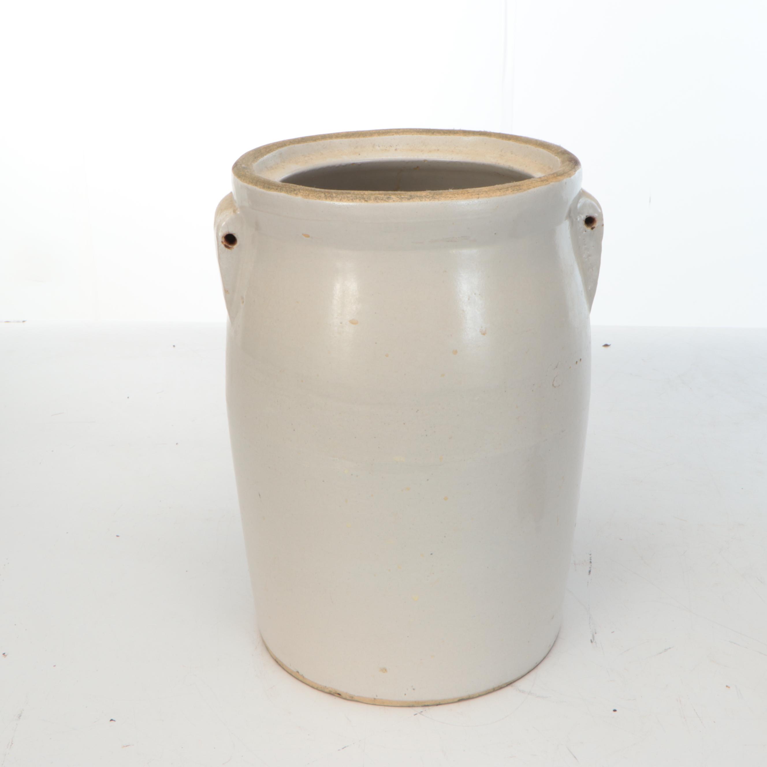 Stoneware Butter Churn with Wooden Dasher, Late 19th/Early 20th Century