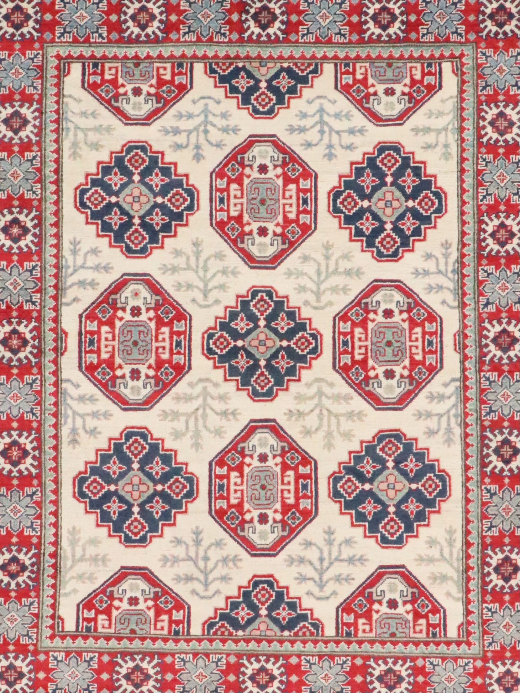 5' x 6'5 Hand-Knotted Pakistani Kazak Area Rug