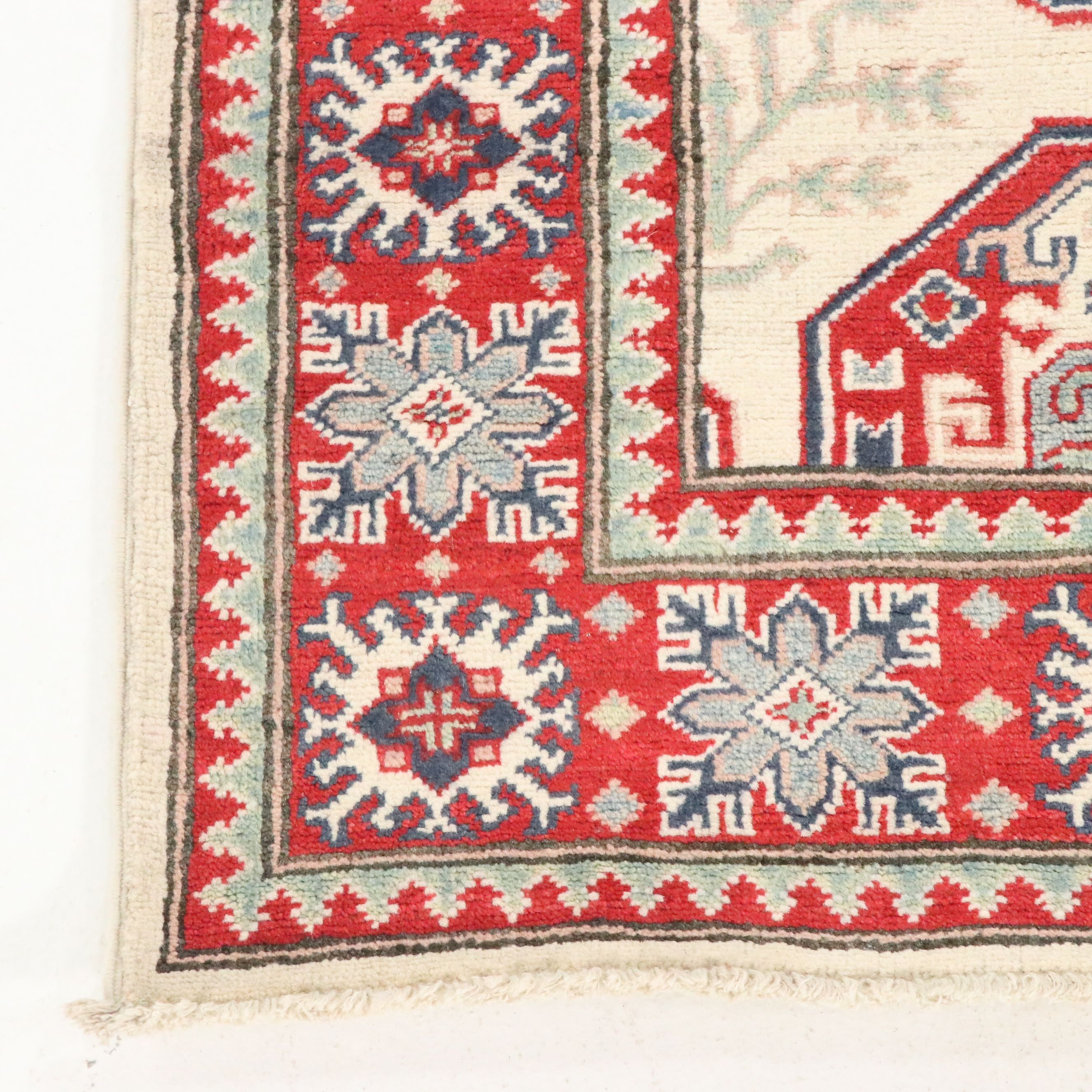 5' x 6'5 Hand-Knotted Pakistani Kazak Area Rug