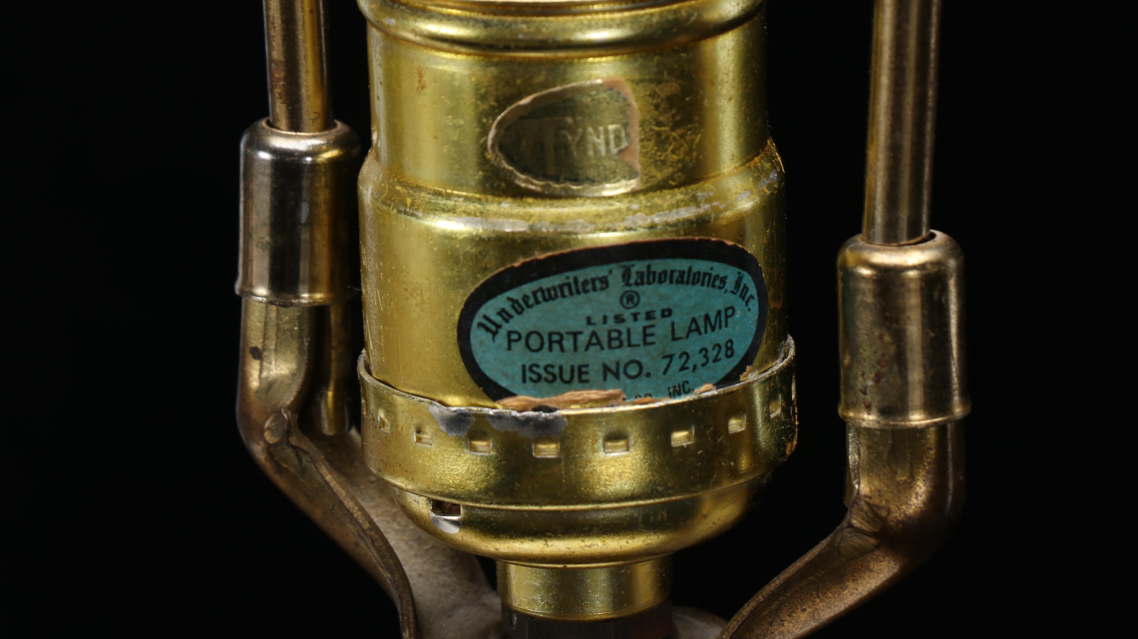 Tyndale Moriage Decorated Porcelain Vase Table Lamps with Silk Bell Shades