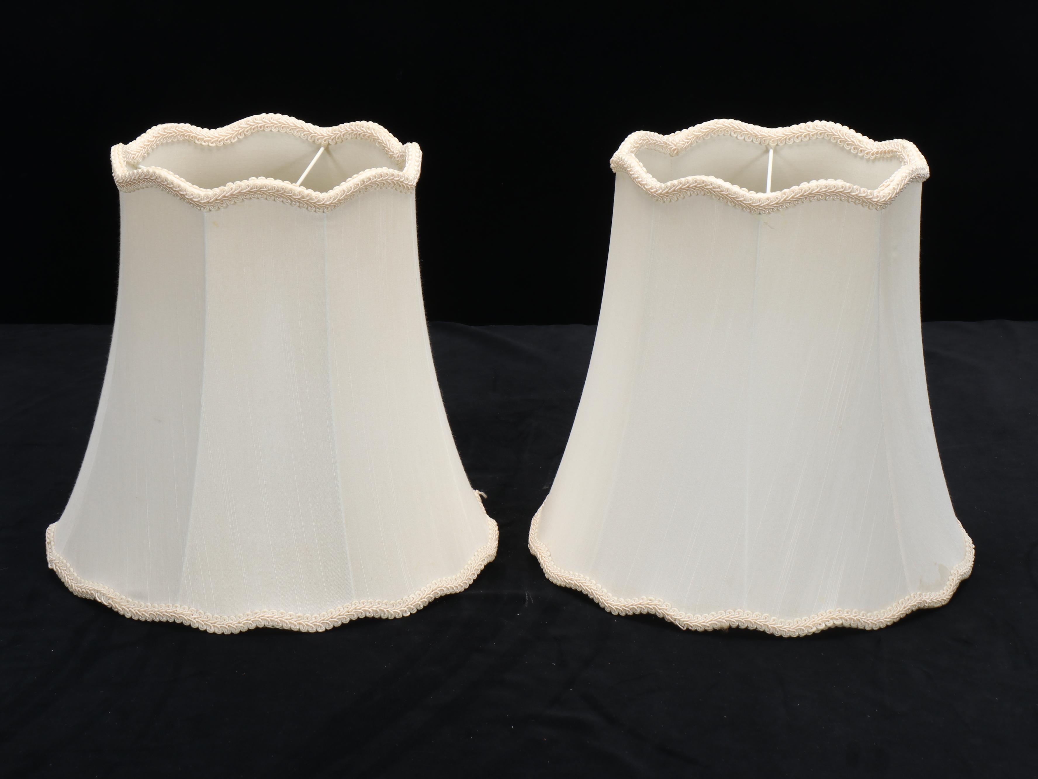 Tyndale Moriage Decorated Porcelain Vase Table Lamps with Silk Bell Shades