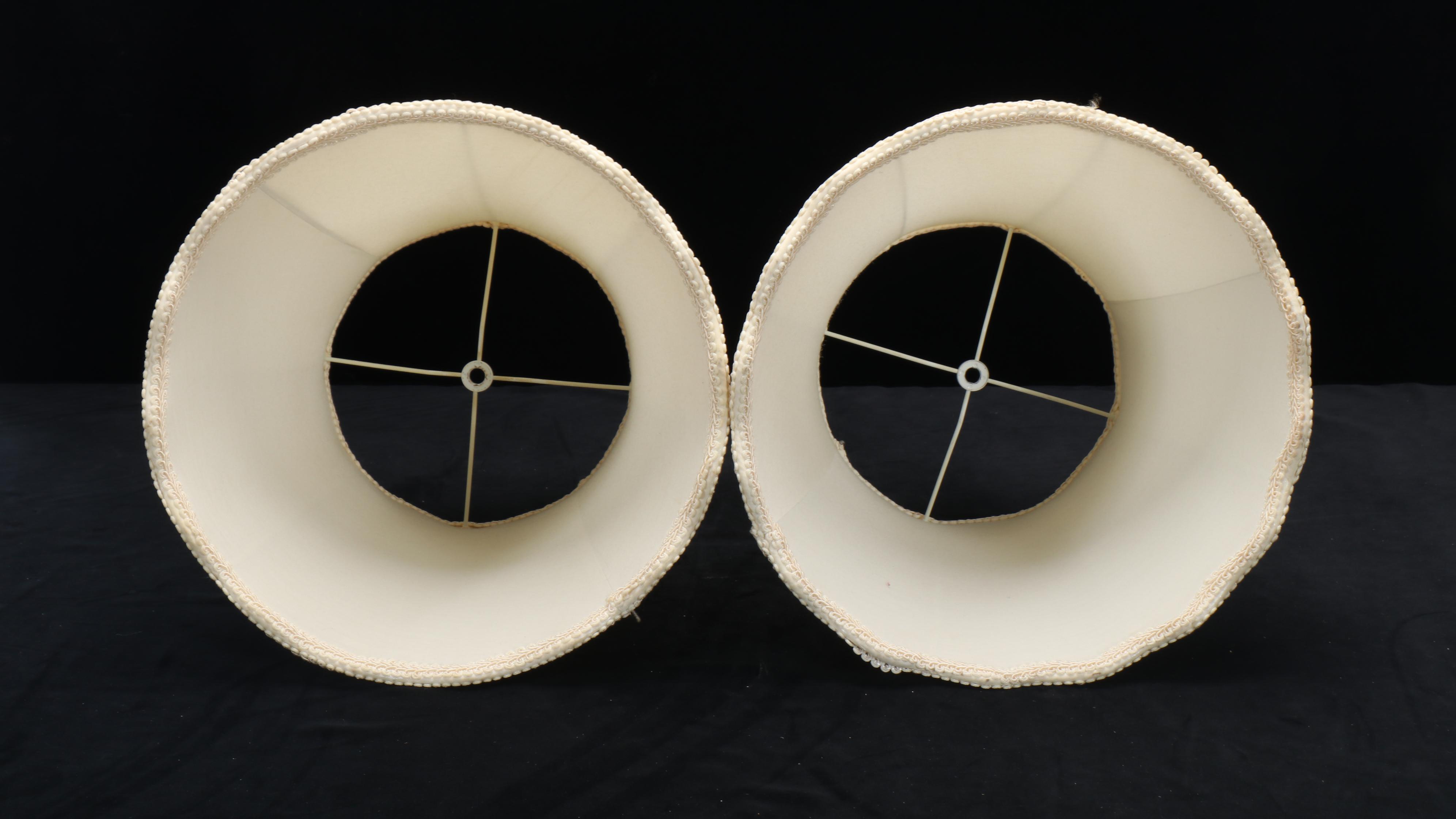 Tyndale Moriage Decorated Porcelain Vase Table Lamps with Silk Bell Shades