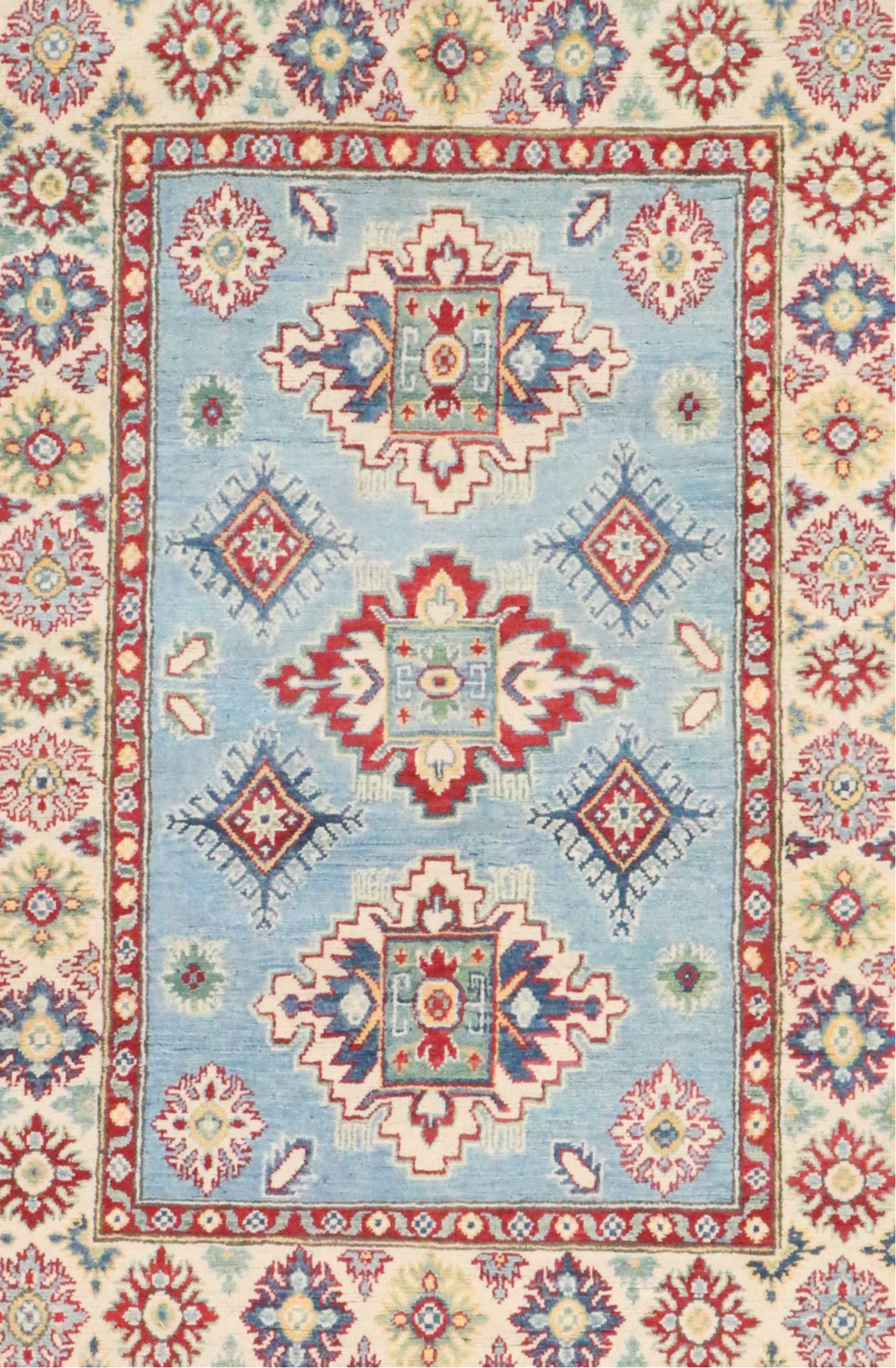 3'11 x 5'10 Hand-Knotted Pakistani Kazak Area Rug