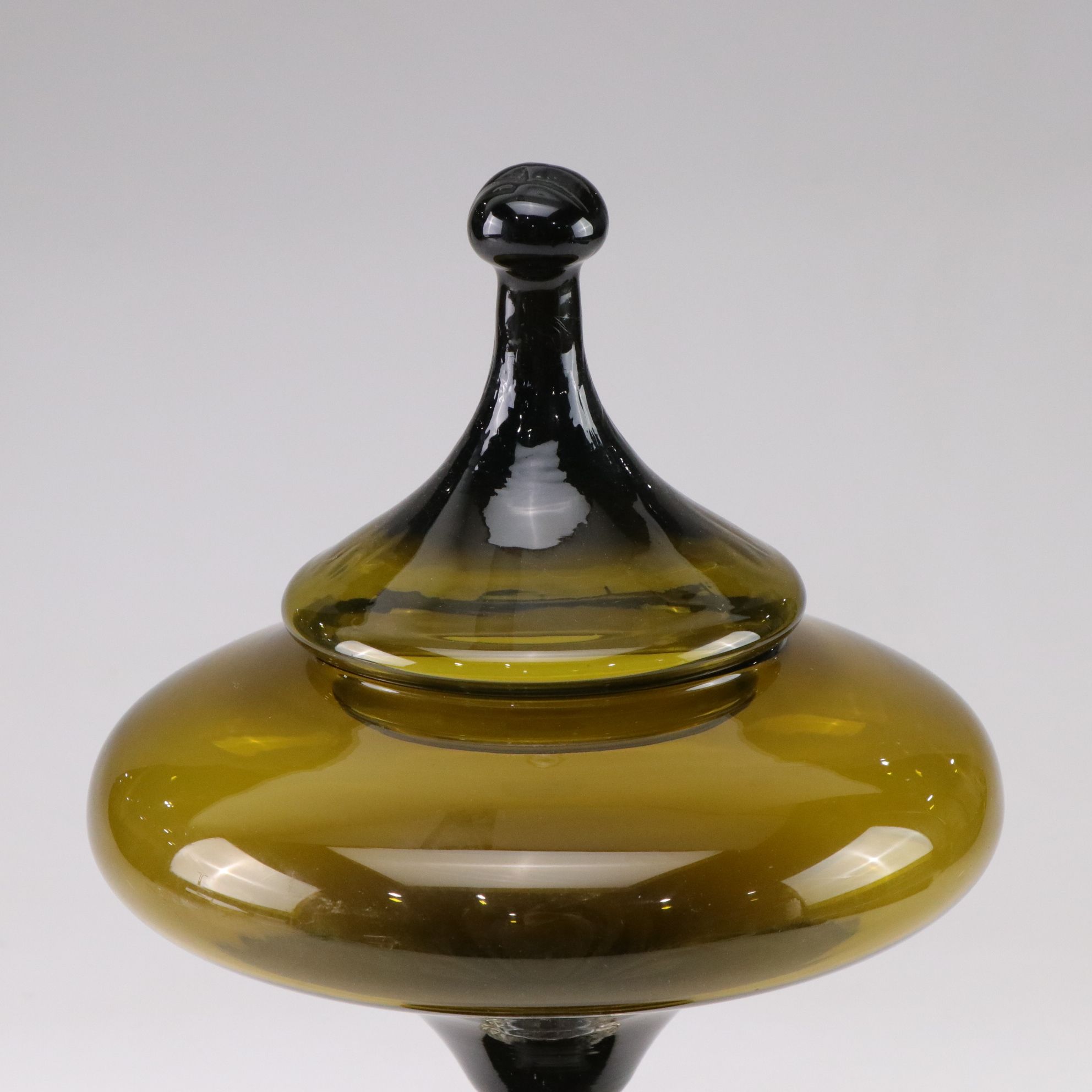 Empoli Style Olive Blown Glass Apothecary Jar