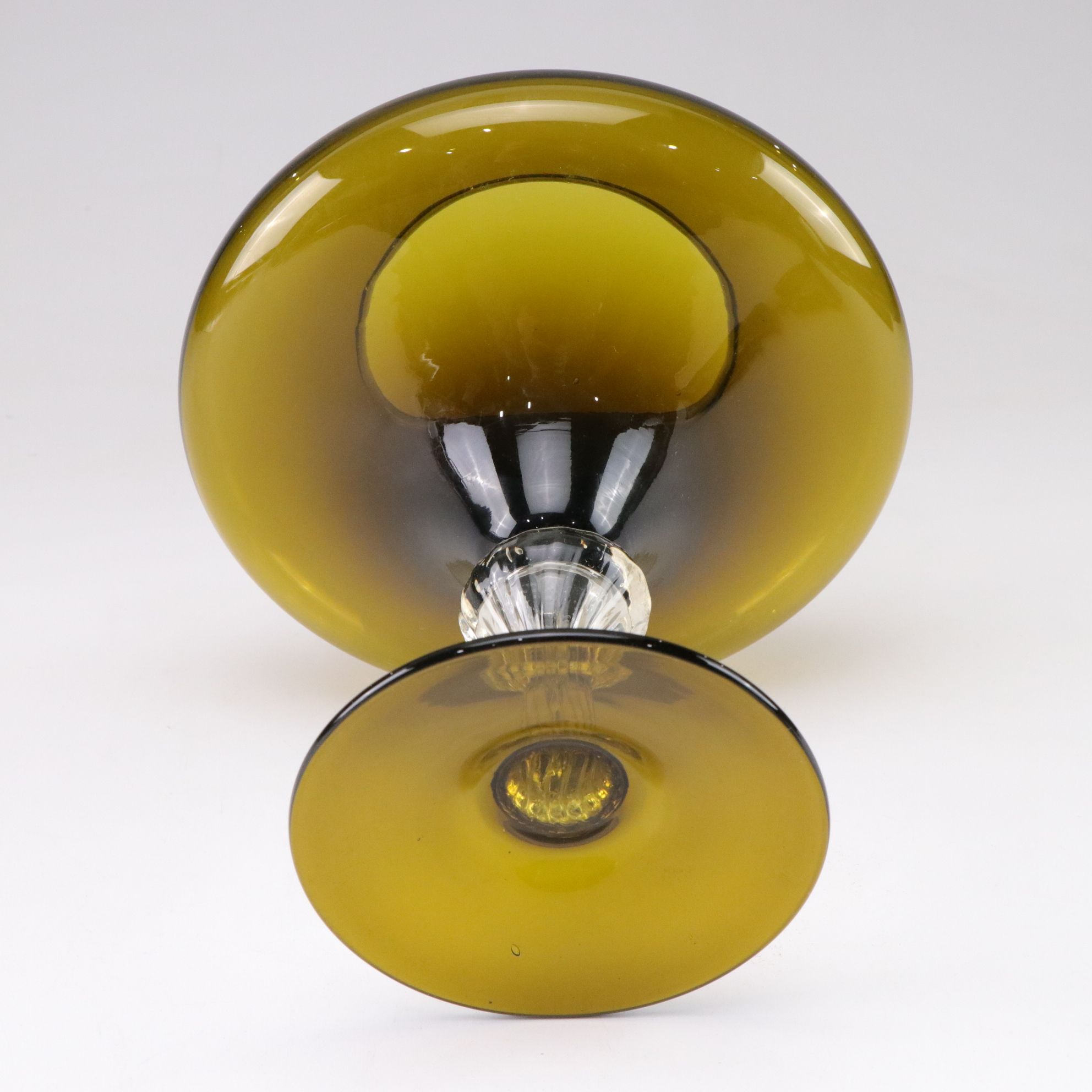 Empoli Style Olive Blown Glass Apothecary Jar