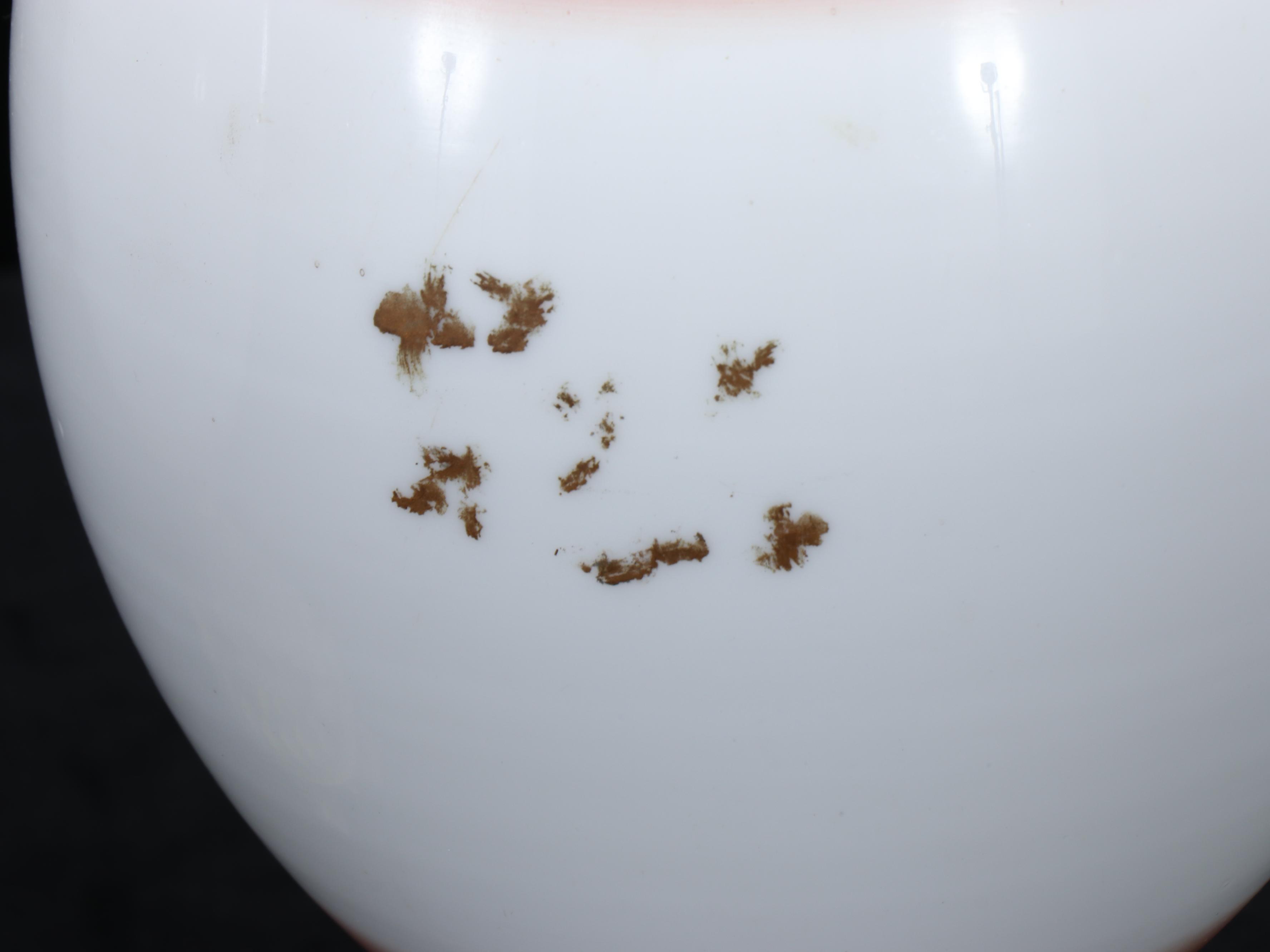 Victorian Wavecrest Painted Milk Glass and Spelter Ewer Accent Lamps