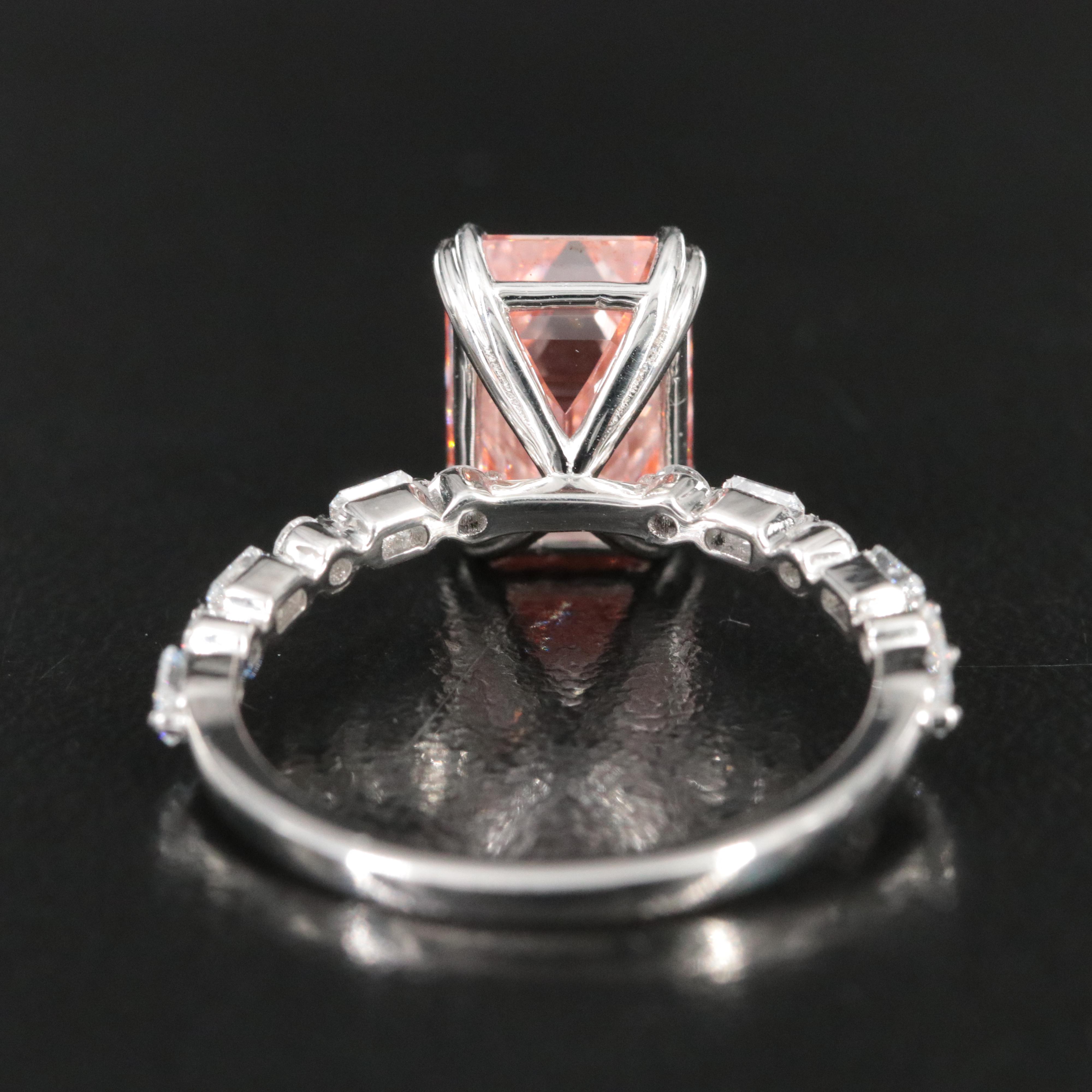 Platinum 3.50 CTW Lab Grown Diamond Ring with Fancy Pink Center and IGI Report
