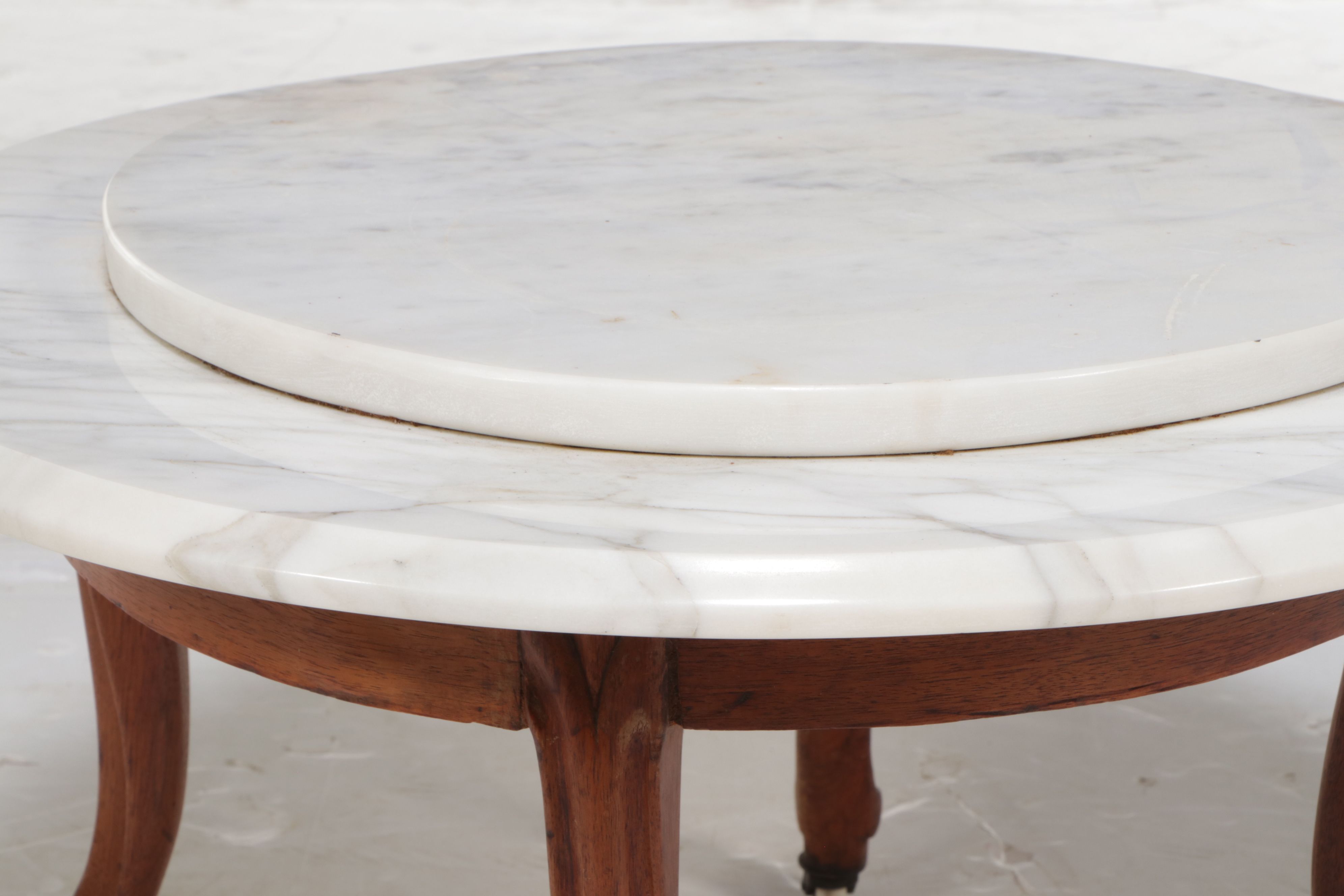 Victorian Accent Table with Marble Top and Porcelain Casters