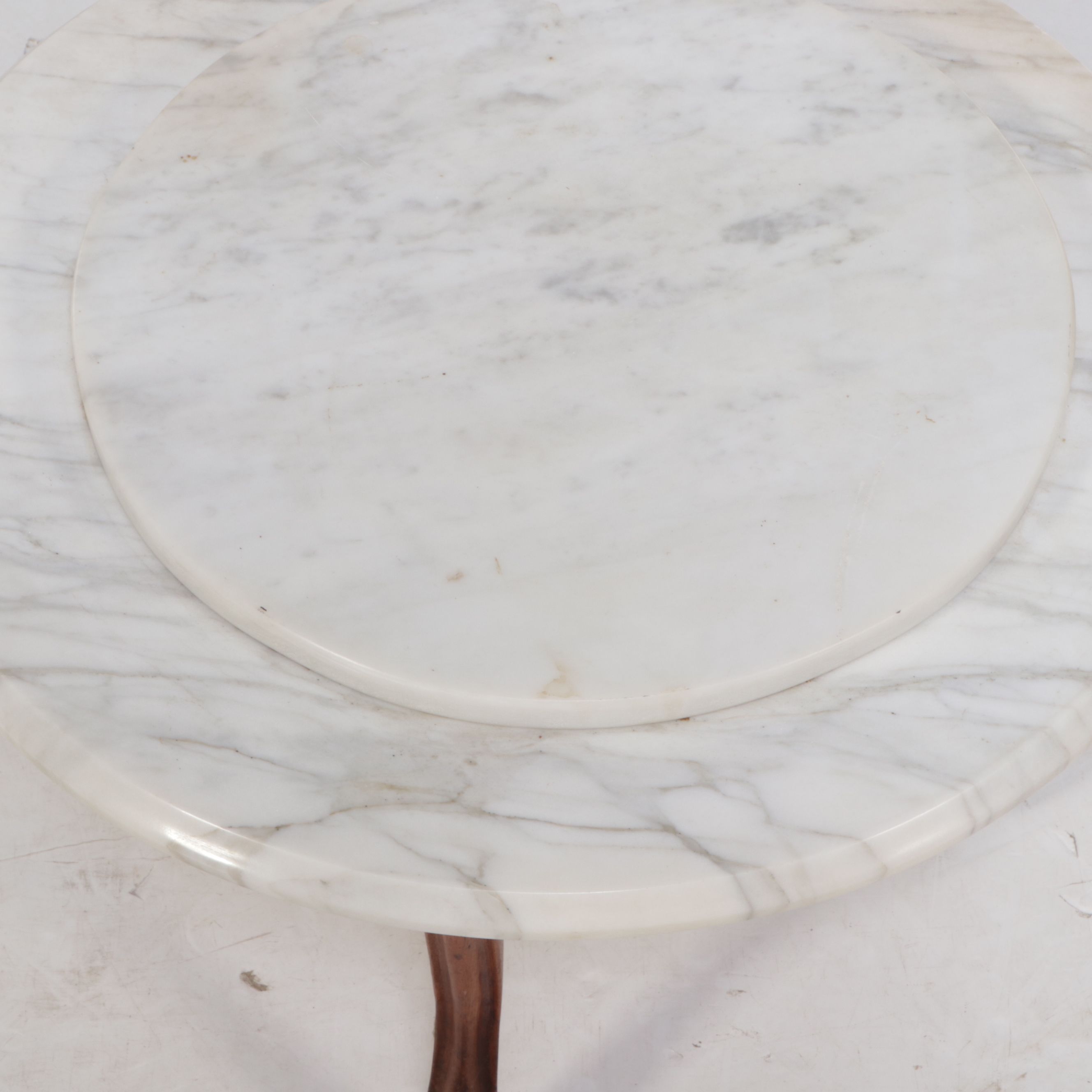 Victorian Accent Table with Marble Top and Porcelain Casters