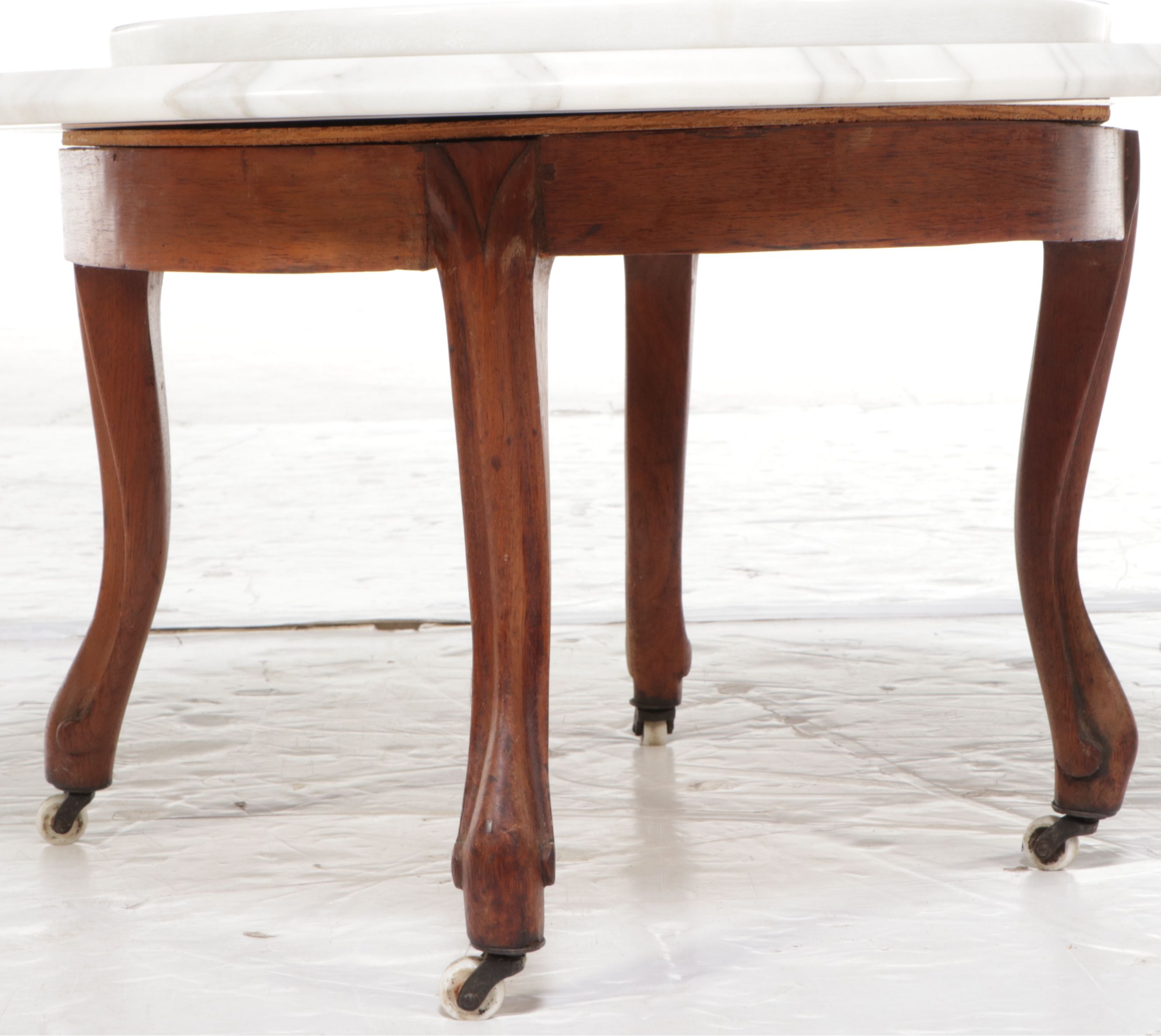 Victorian Accent Table with Marble Top and Porcelain Casters