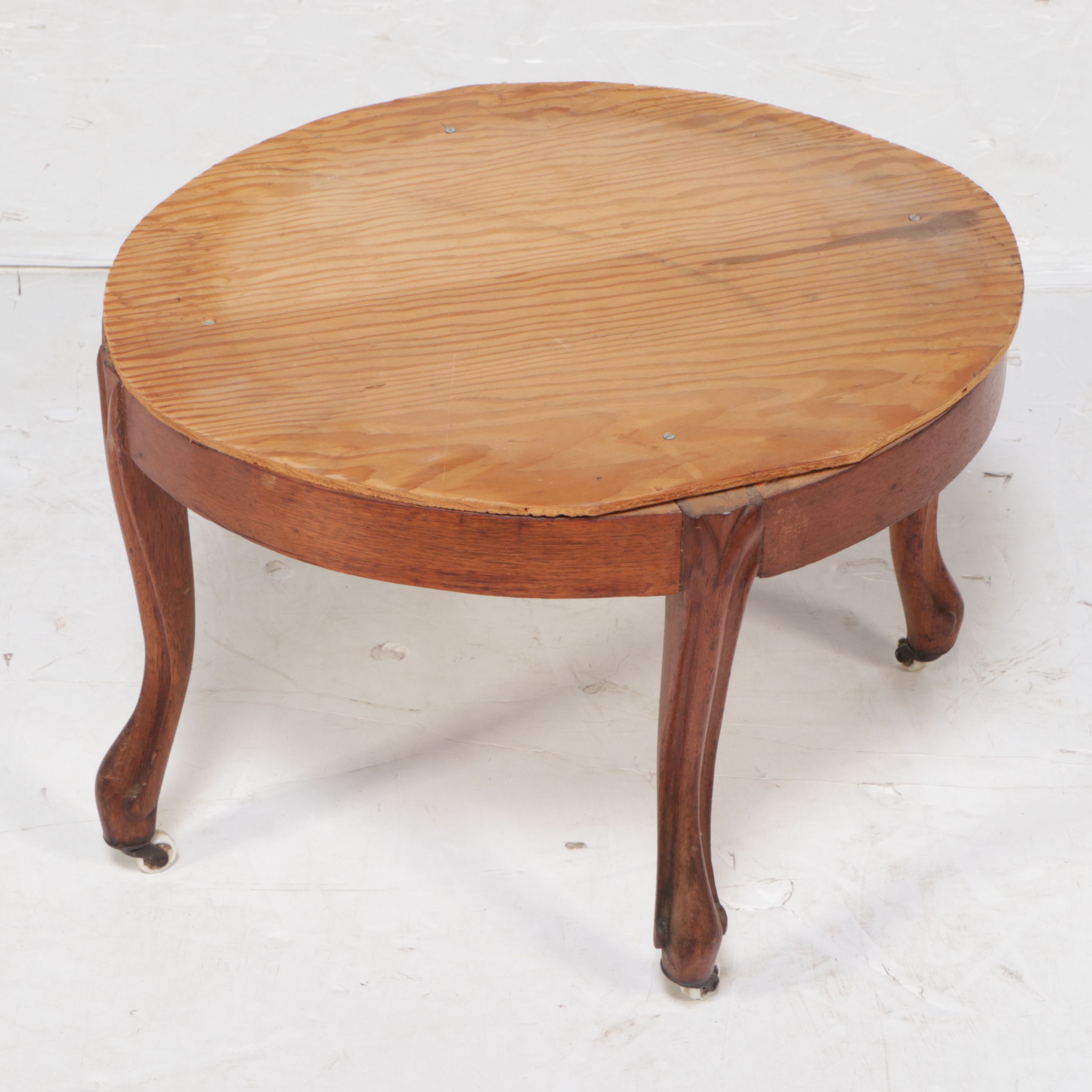 Victorian Accent Table with Marble Top and Porcelain Casters