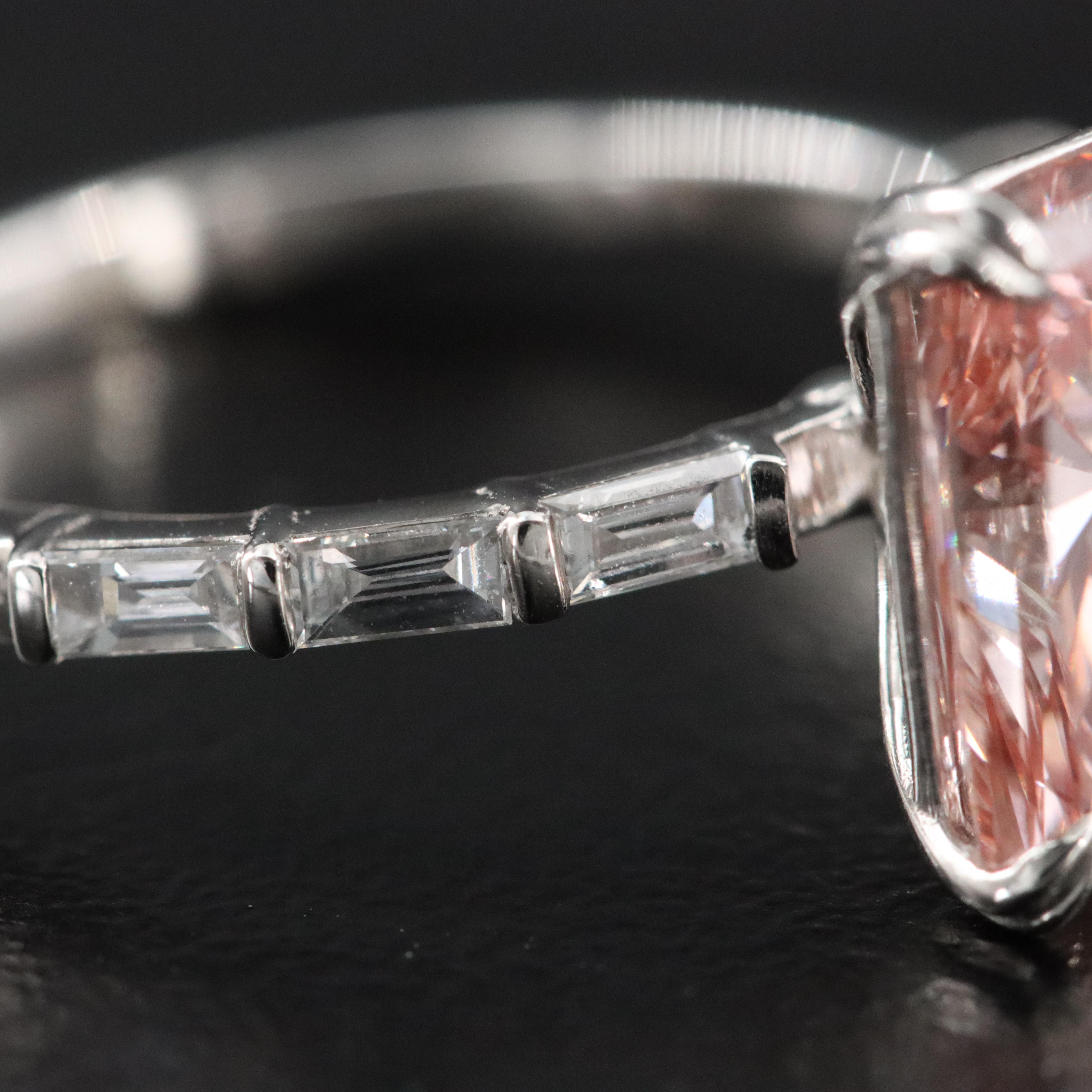 Platinum 3.36 CTW Lab Grown Diamond Ring with Fancy Pink Center and IGI Report