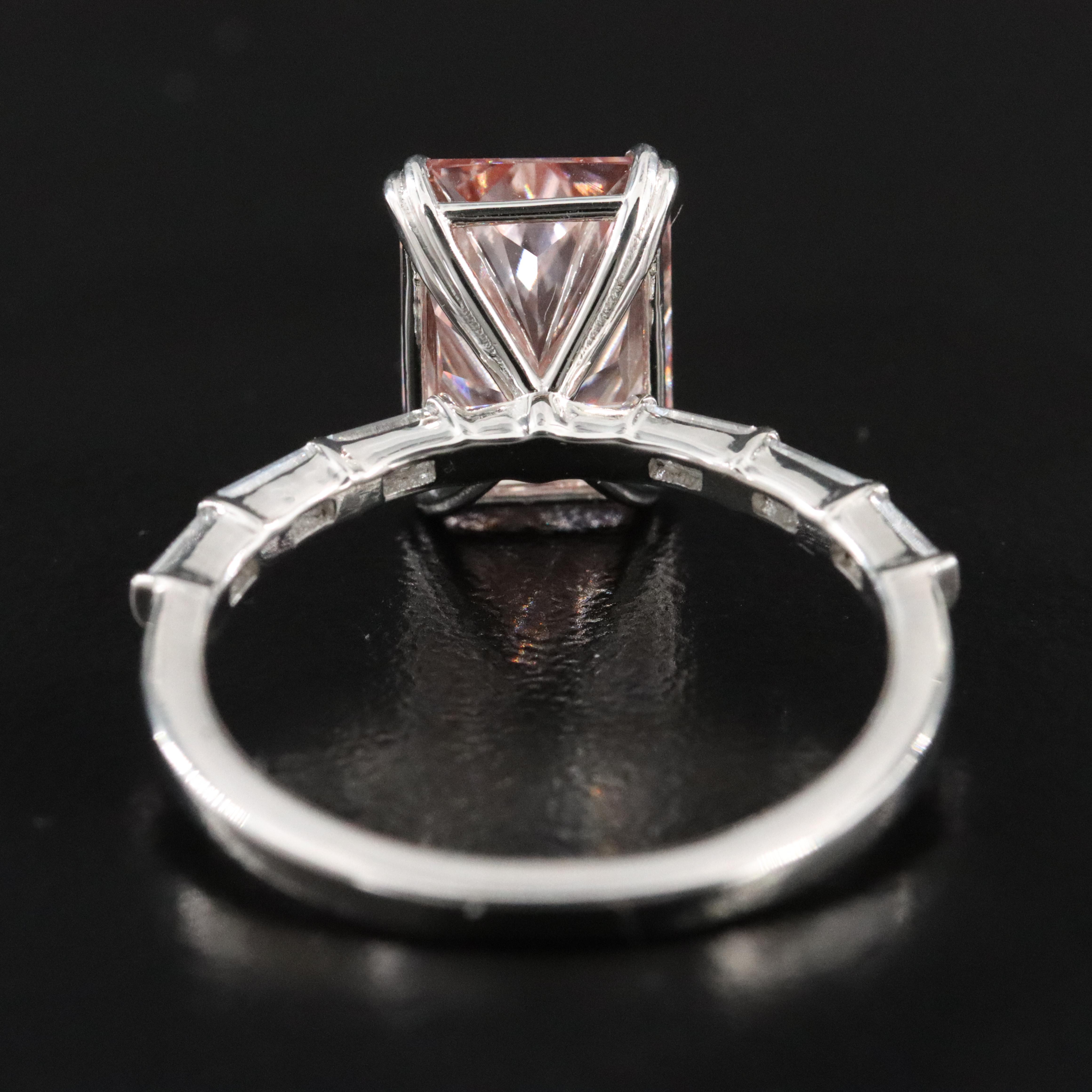 Platinum 3.36 CTW Lab Grown Diamond Ring with Fancy Pink Center and IGI Report