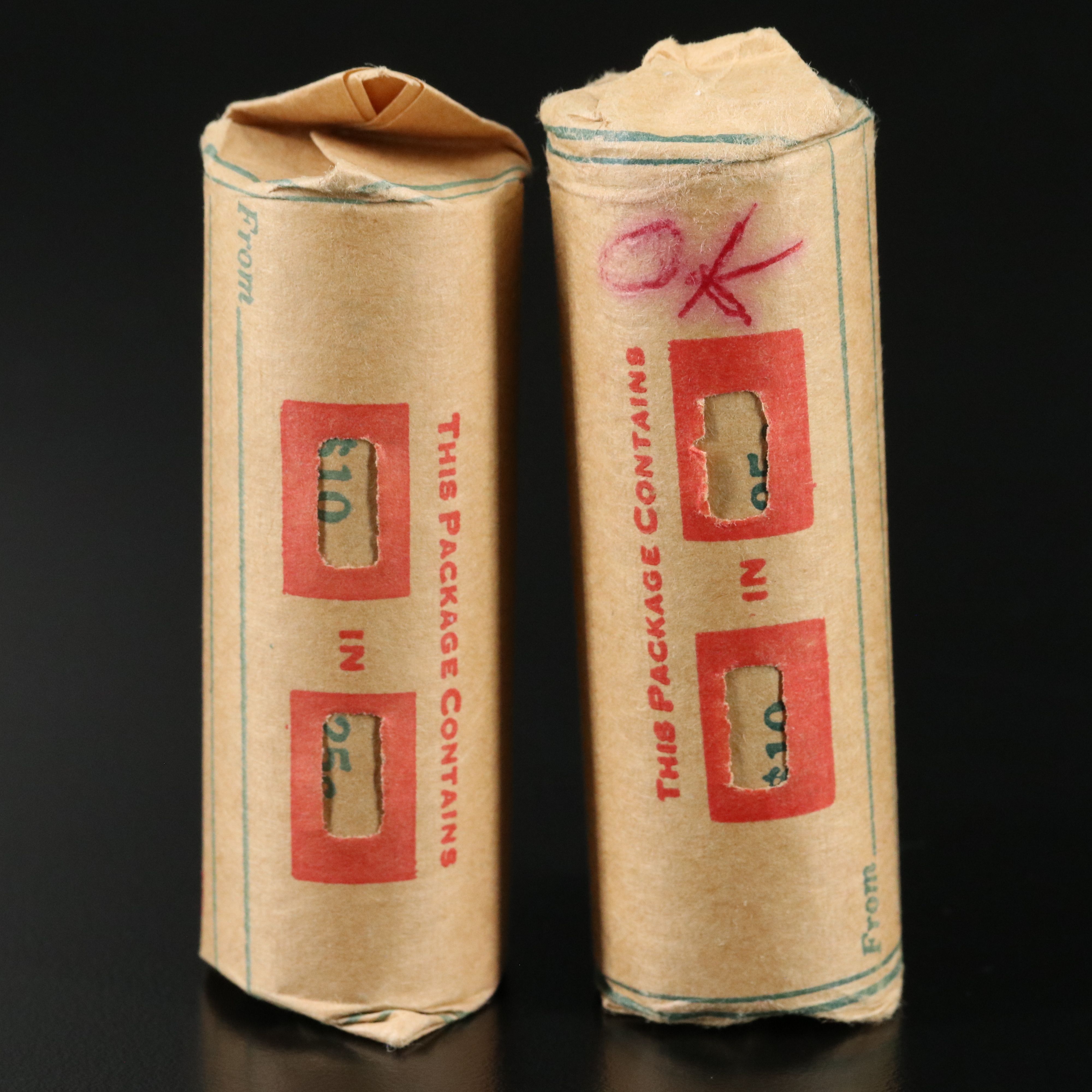 Two Rolls of Forty Washington Silver Quarters