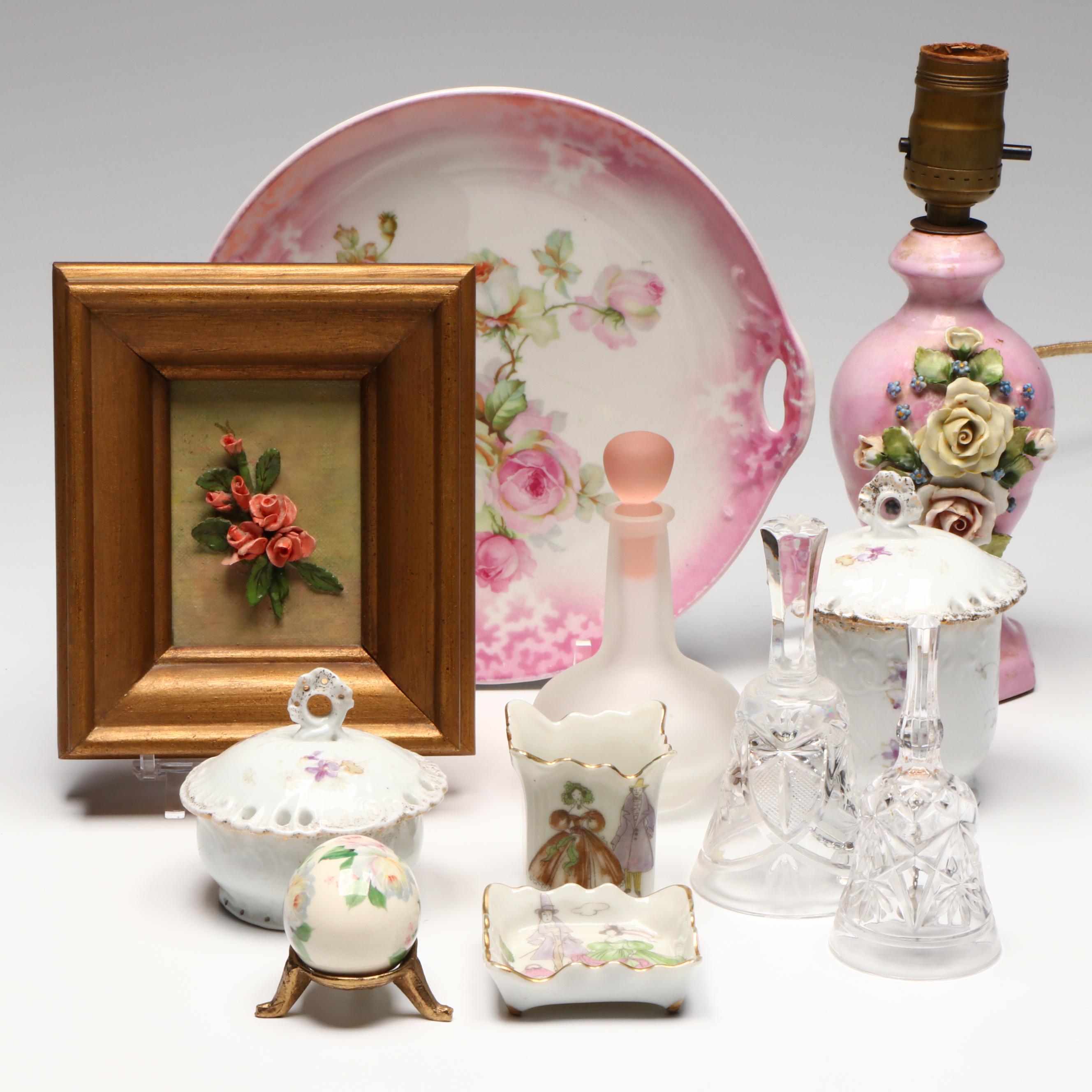 Ceramic Boudoir Lamp with Vanity and Other Decor