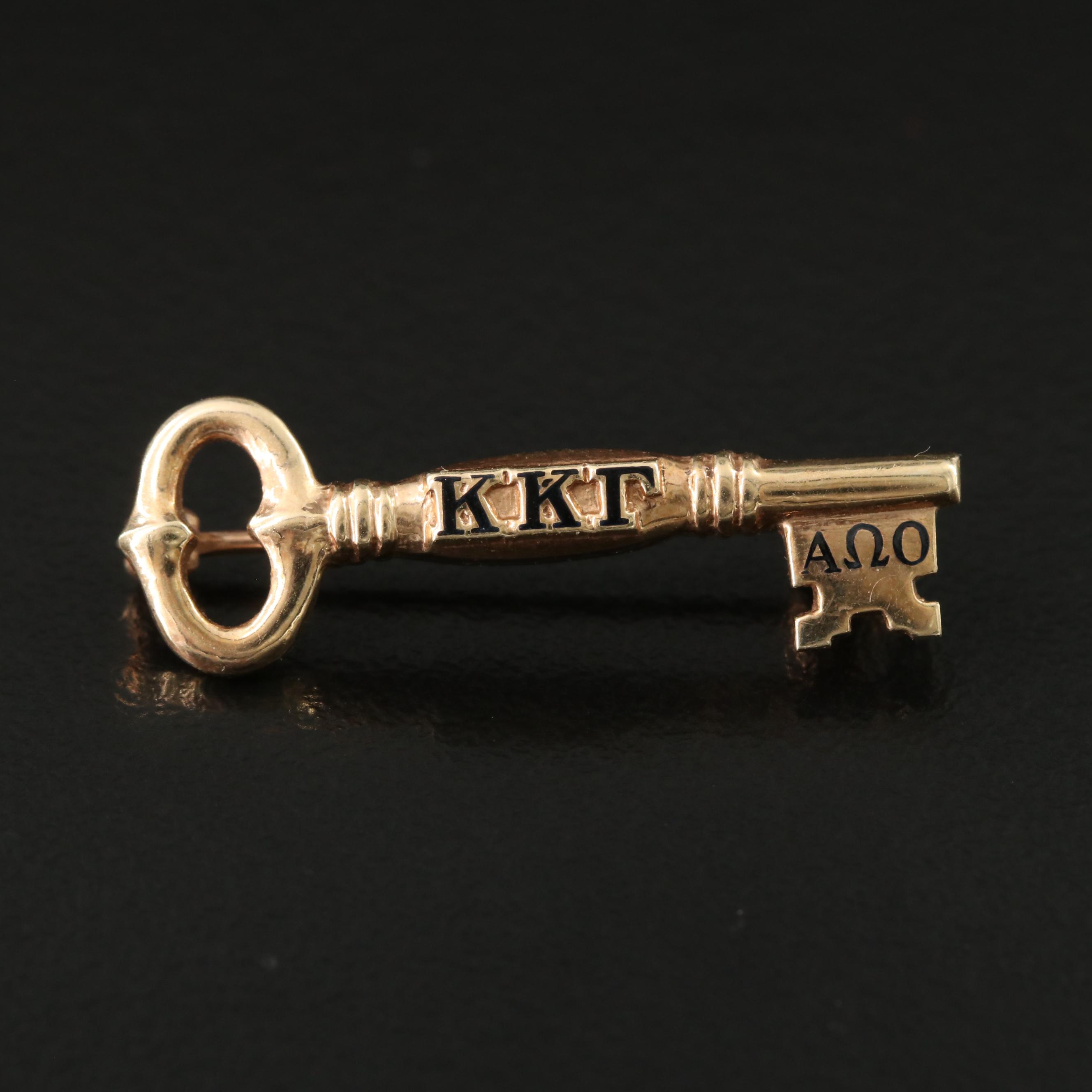 Fraternal 10K Enamel Kappa Kappa Gamma Key Pin