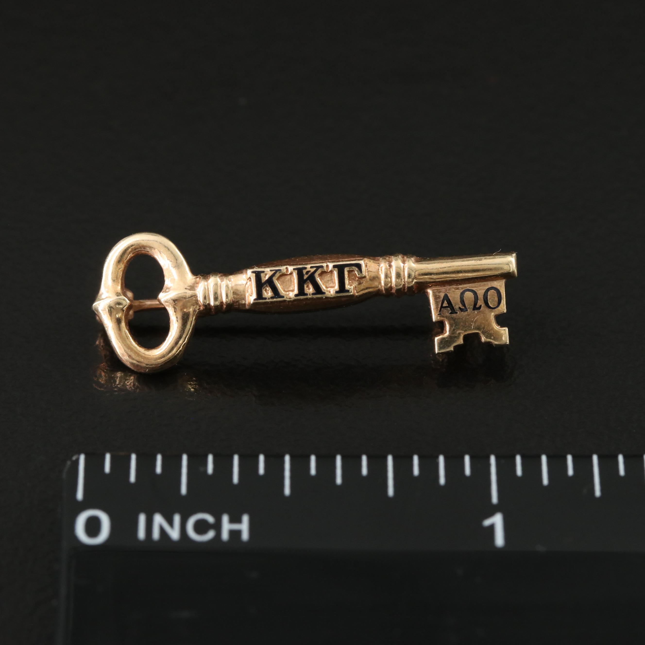 Fraternal 10K Enamel Kappa Kappa Gamma Key Pin