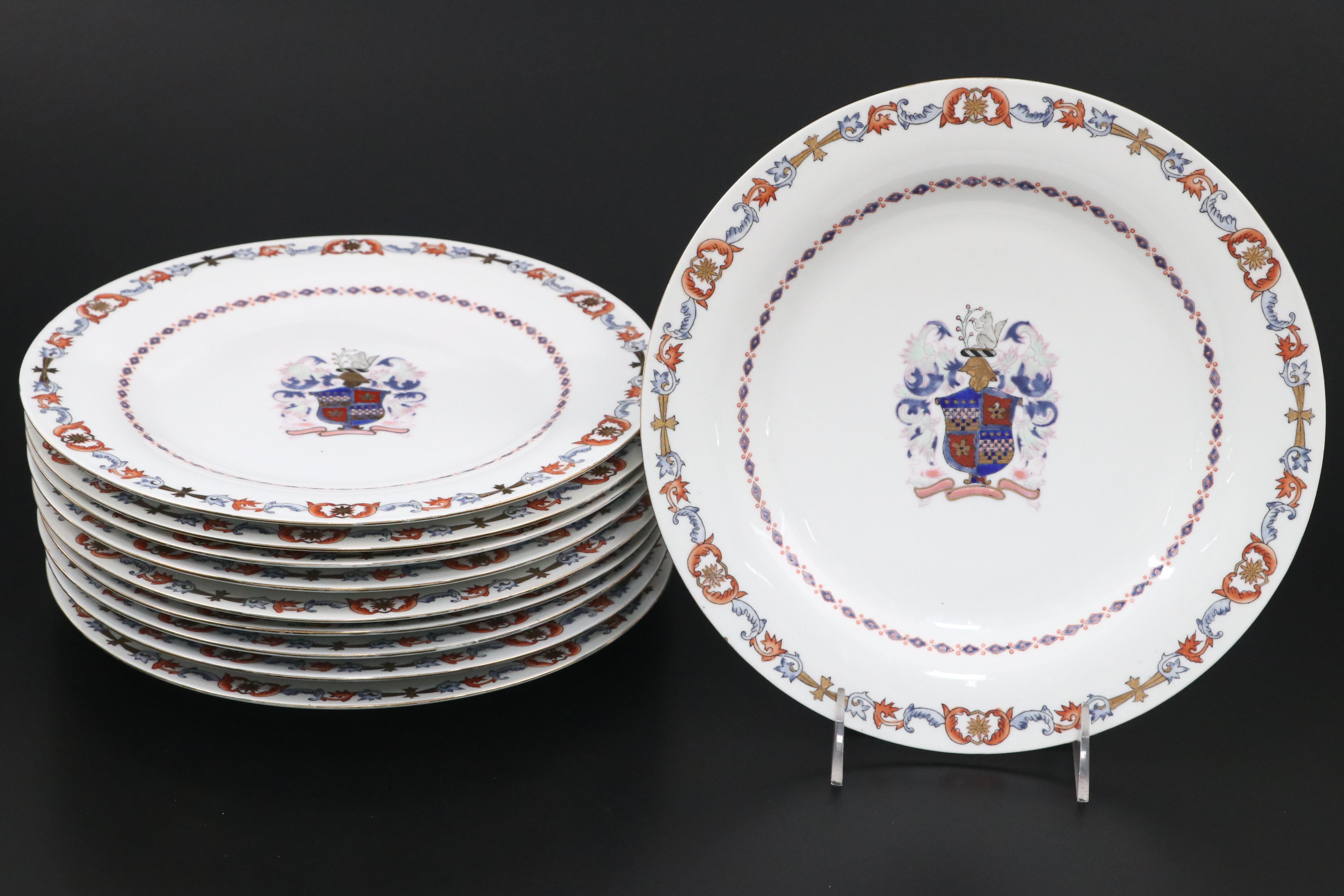 Maitland Smith Chinese Export Style Armorial Porcelain Plates