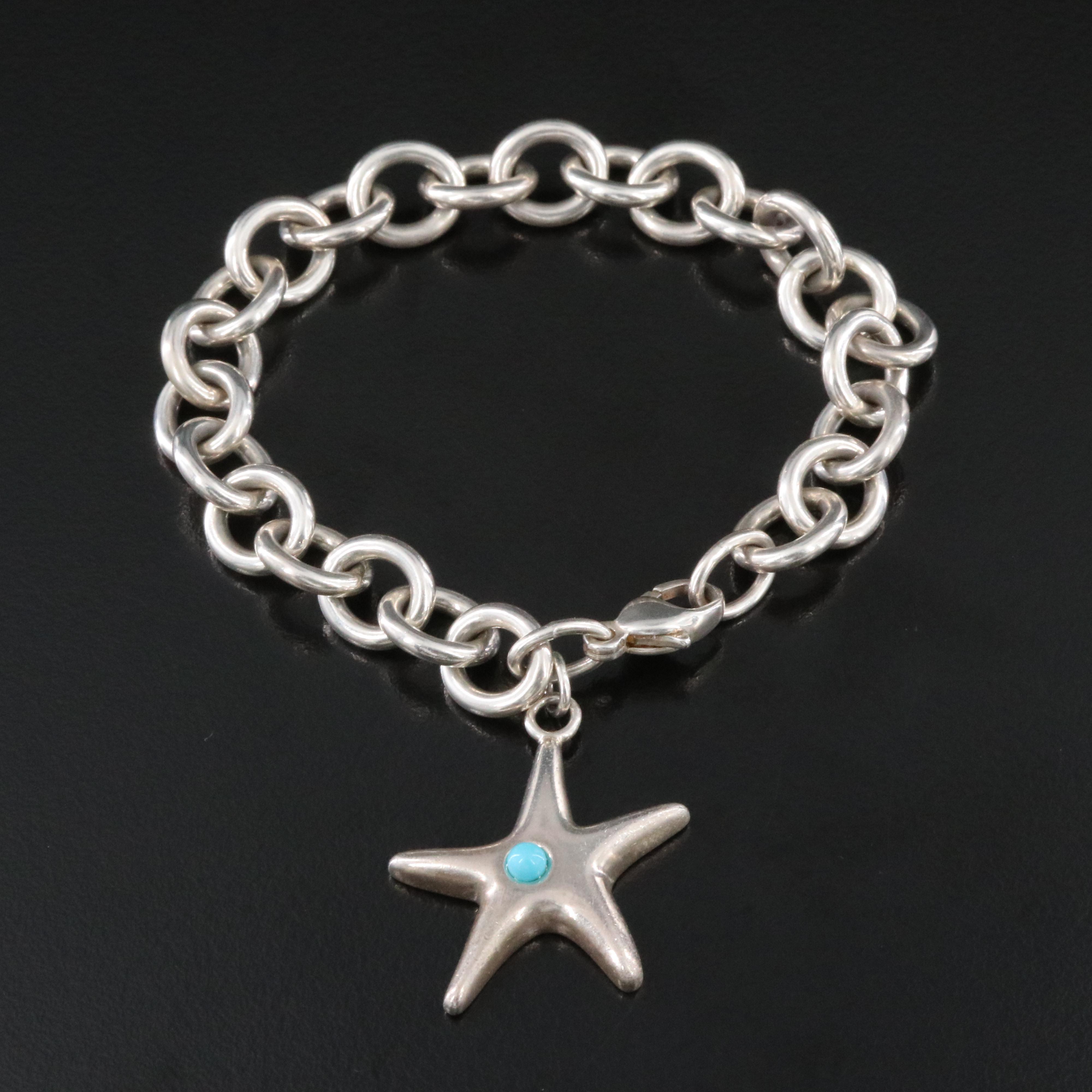 Tiffany & Co. Sterling and Turquoise Starfish Charm Bracelet