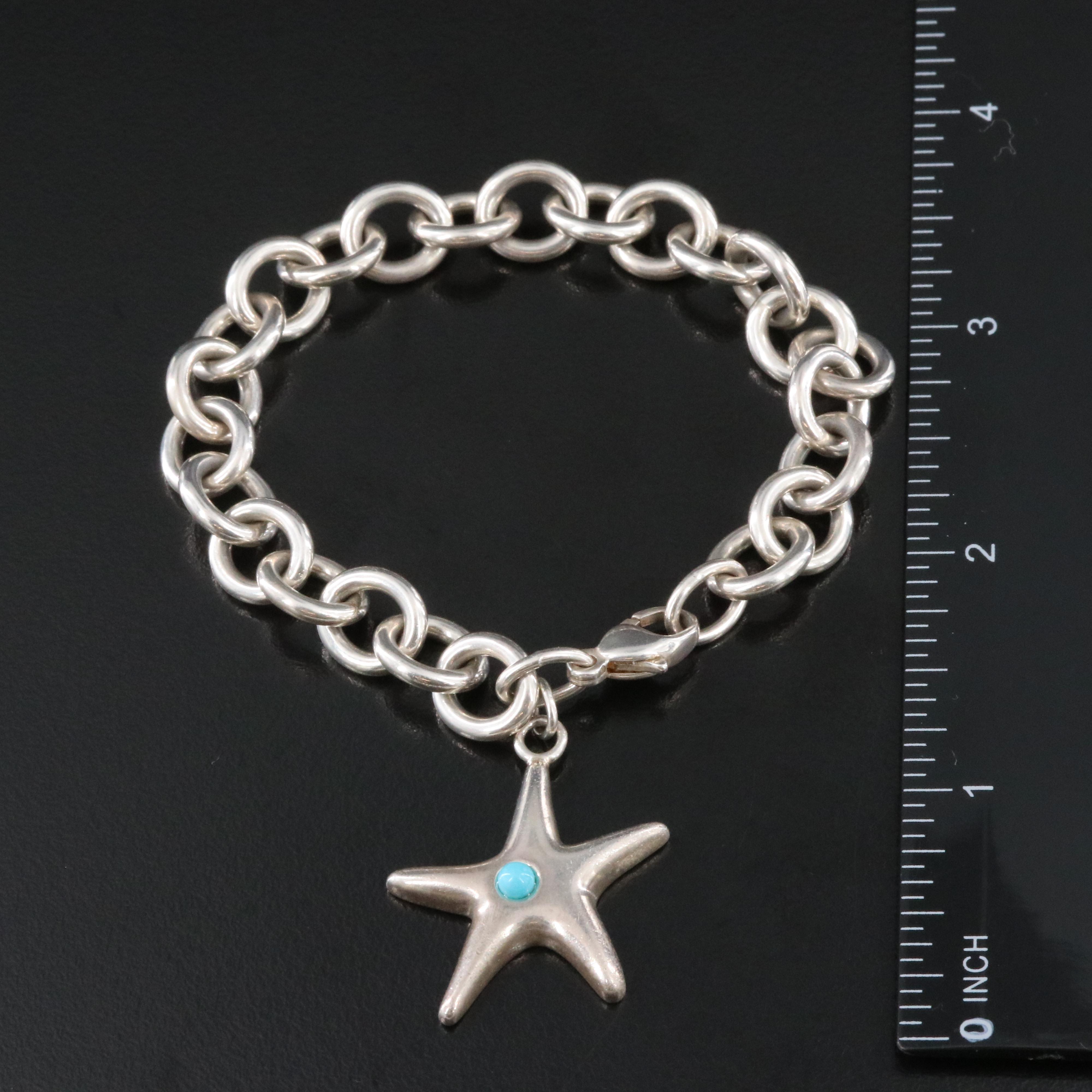 Tiffany & Co. Sterling and Turquoise Starfish Charm Bracelet