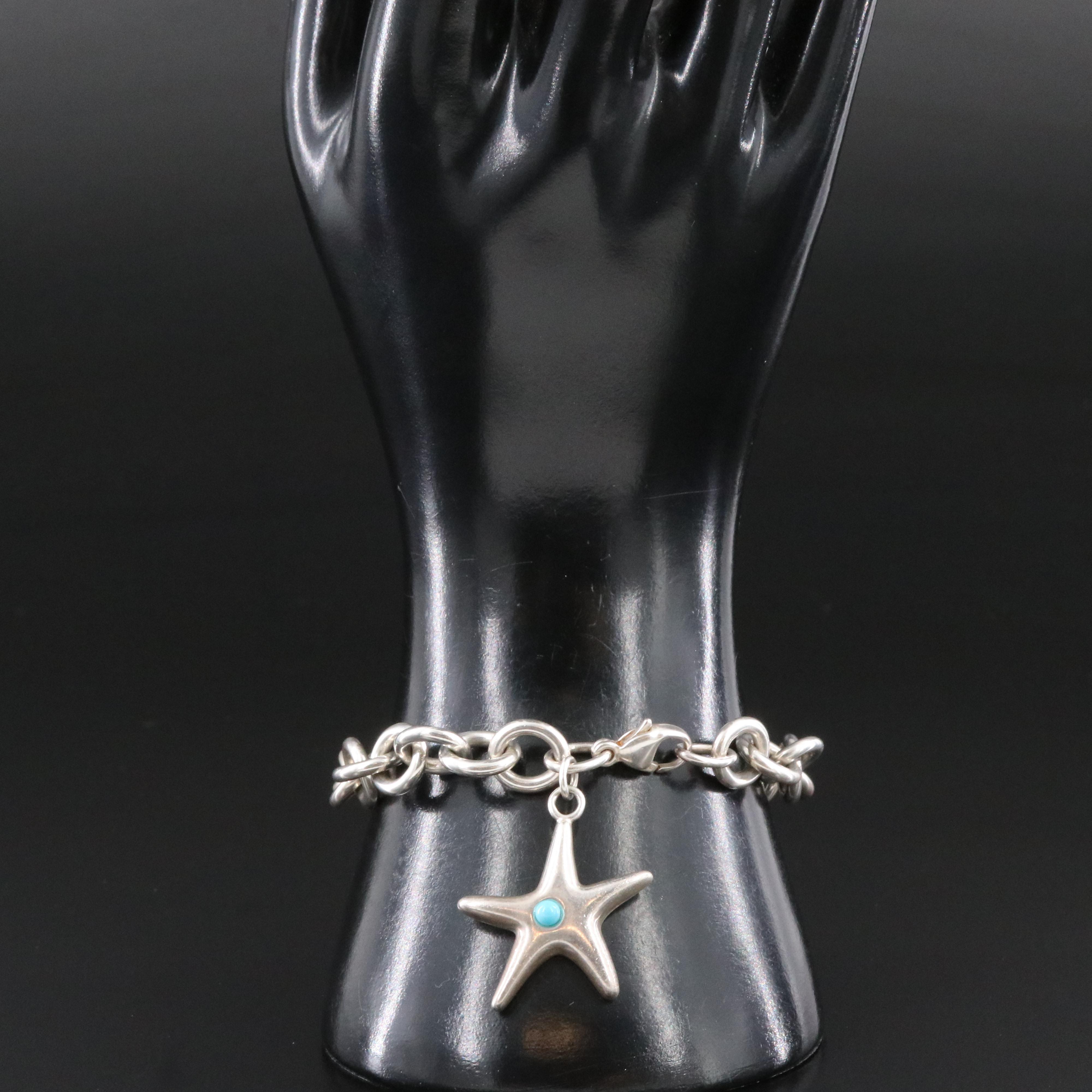 Tiffany & Co. Sterling and Turquoise Starfish Charm Bracelet
