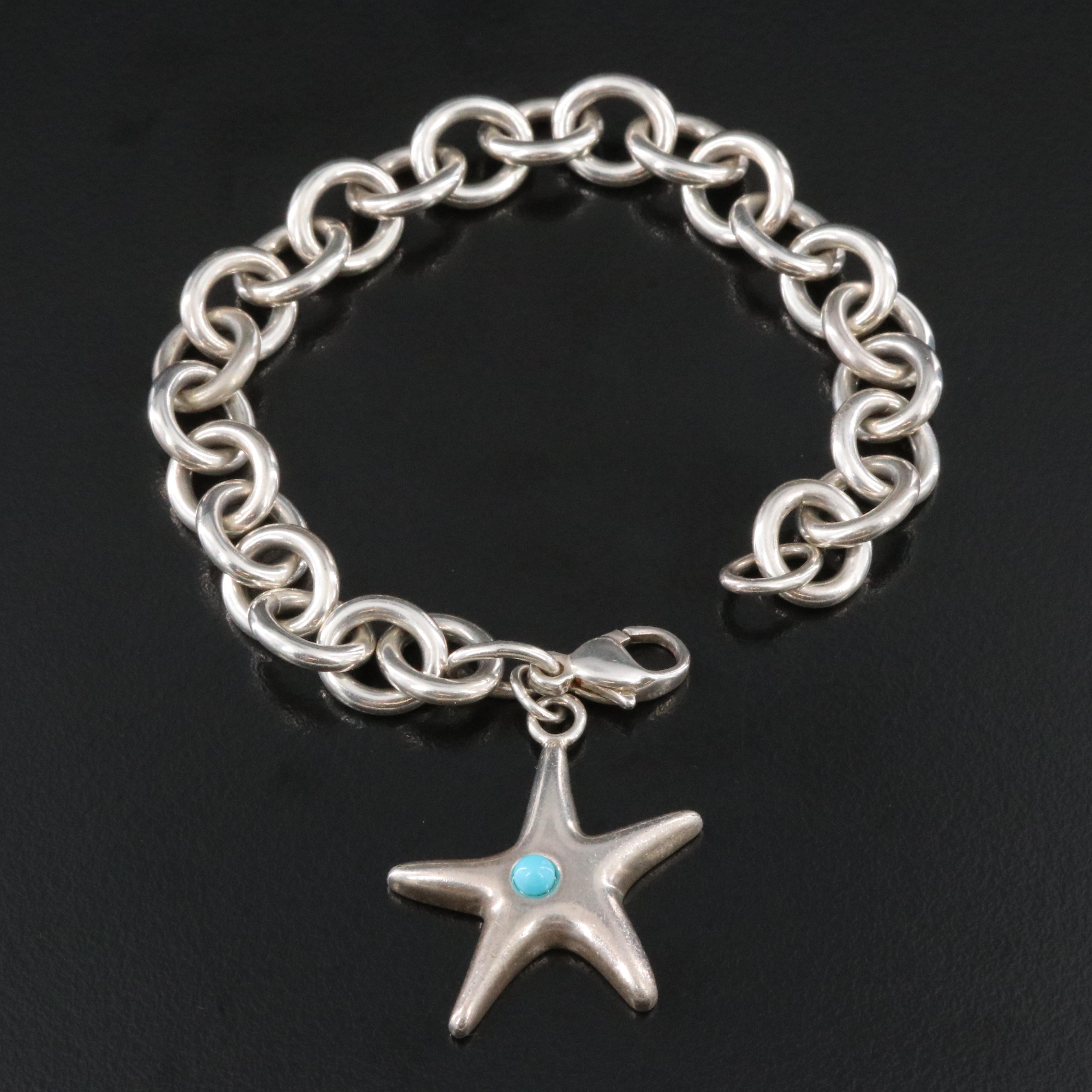Tiffany & Co. Sterling and Turquoise Starfish Charm Bracelet
