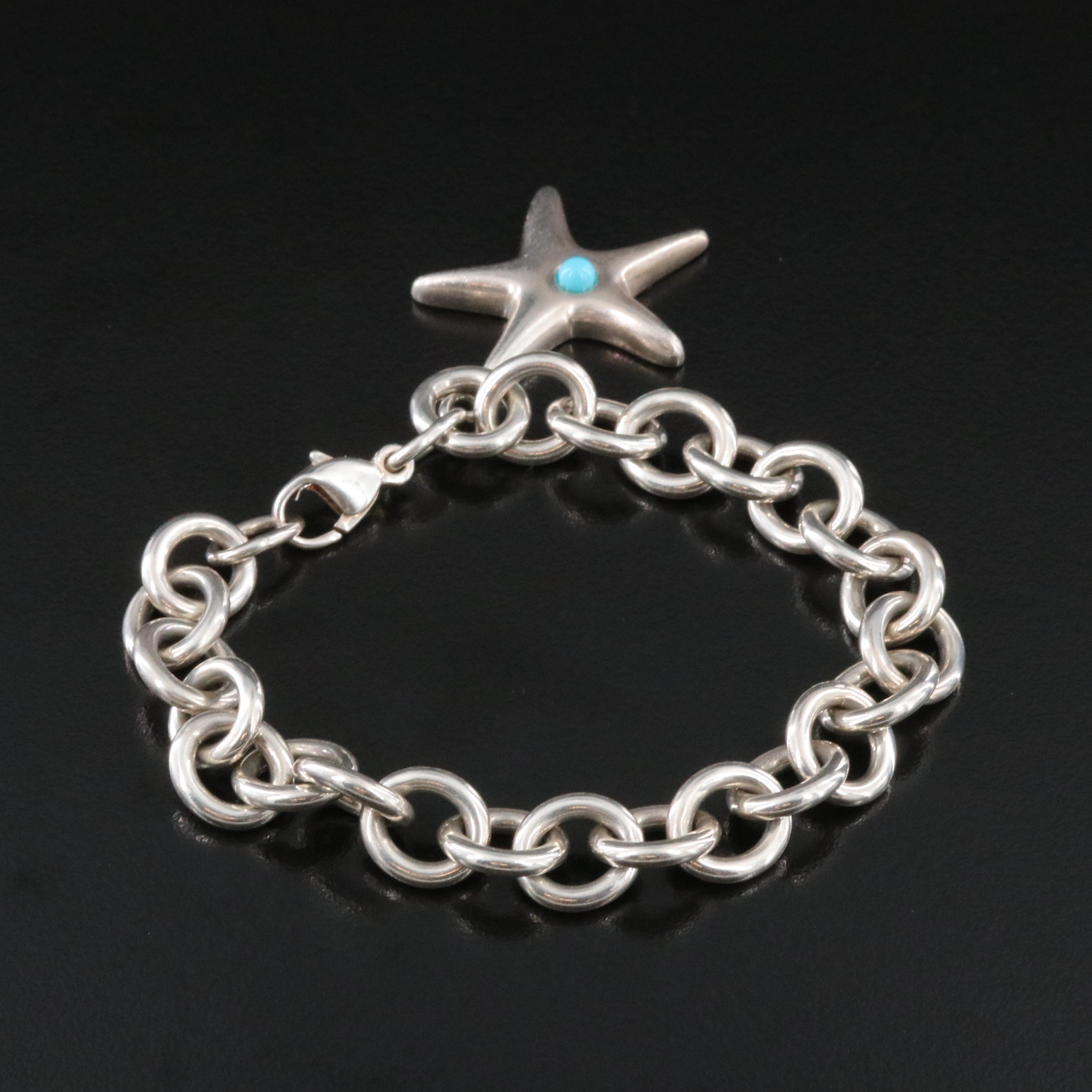 Tiffany & Co. Sterling and Turquoise Starfish Charm Bracelet