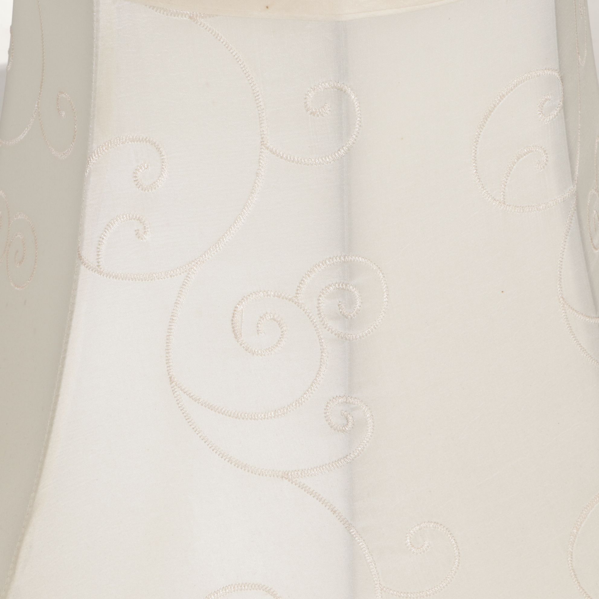 Chinese Hand-Decorated Floral Vase Table Lamp with Beaded Fringe Shade