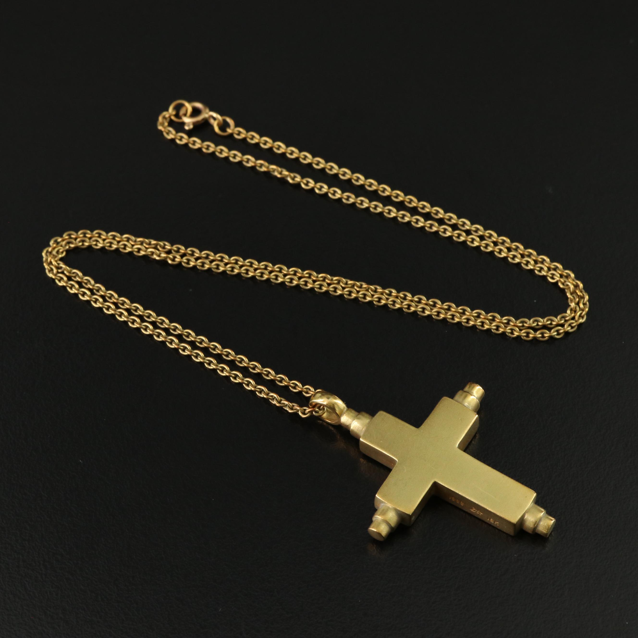 1988 Barry Kieselstein-Cord 18K Cross Pendant Necklace