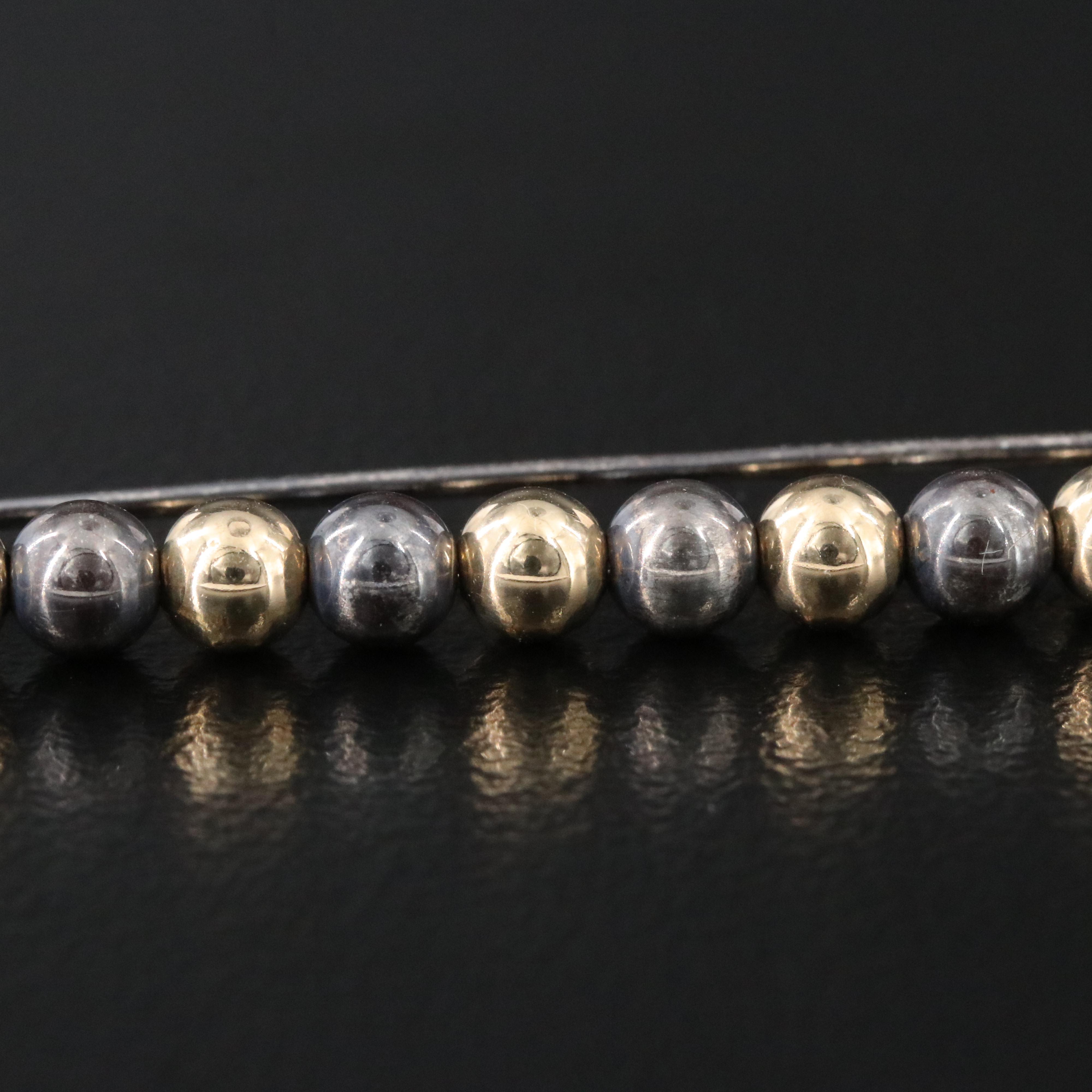 Tiffany & Co. Sterling and 14K Beaded Safety Pin Brooch