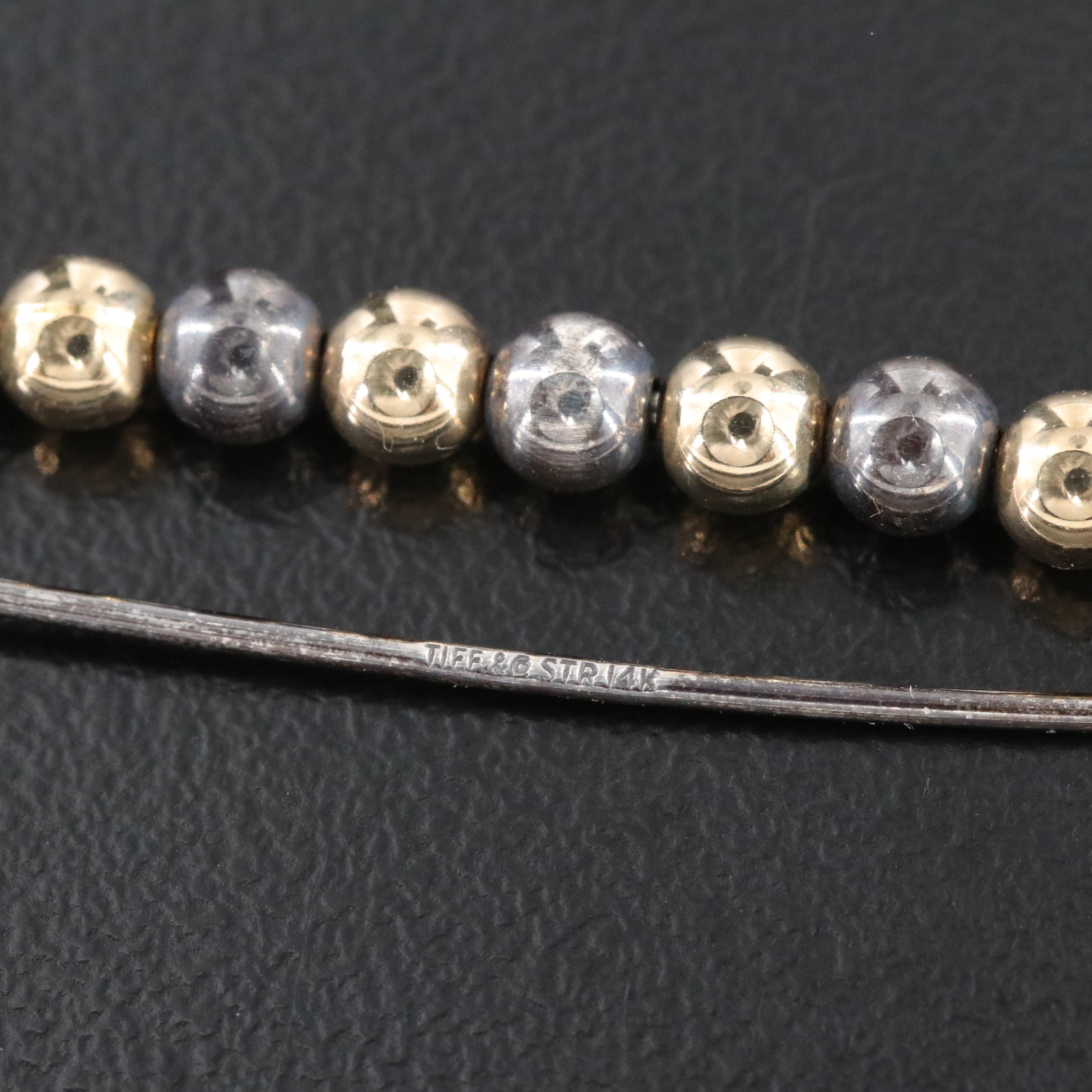 Tiffany & Co. Sterling and 14K Beaded Safety Pin Brooch