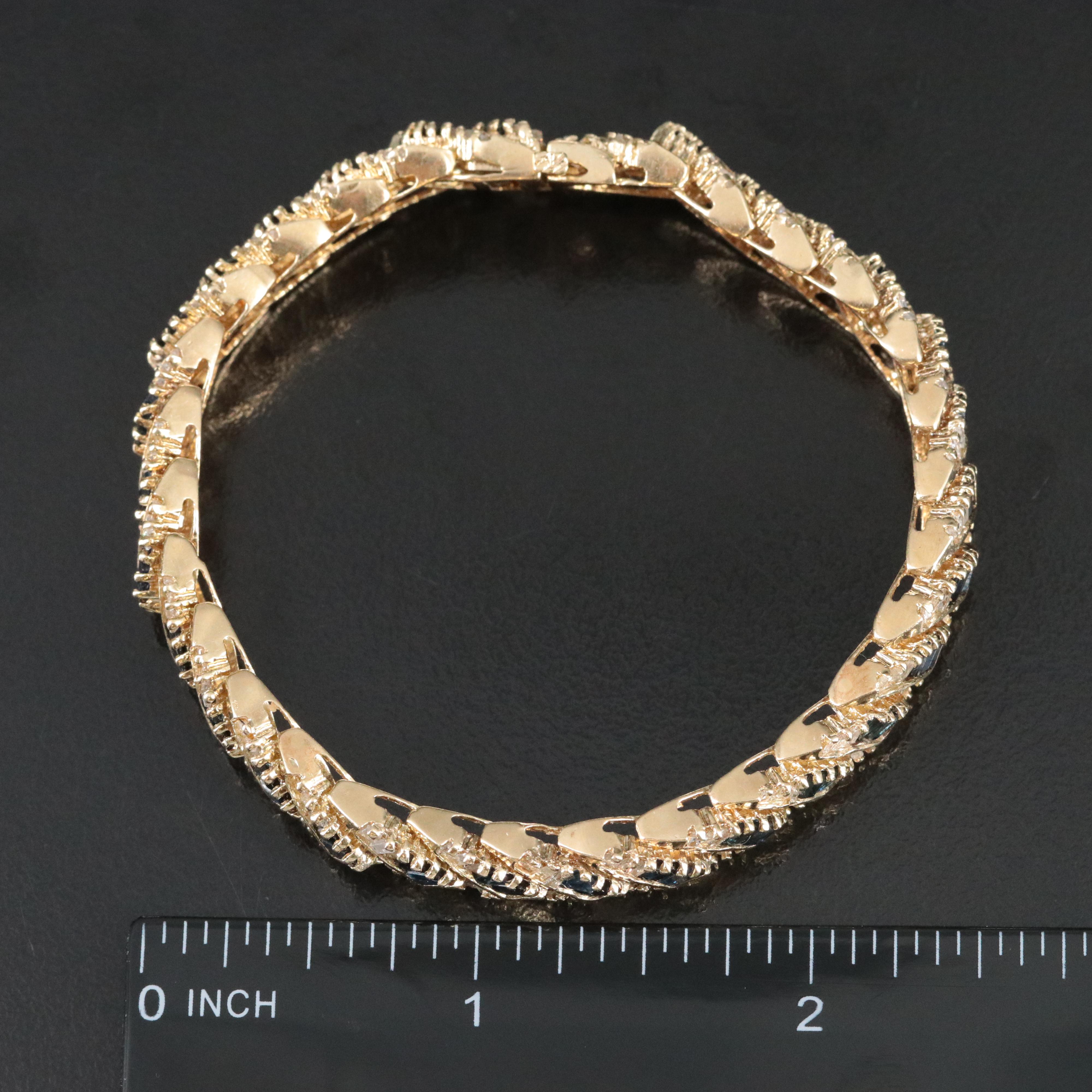 14K 2.90 CTW Diamond and Sapphire Chevron Bracelet