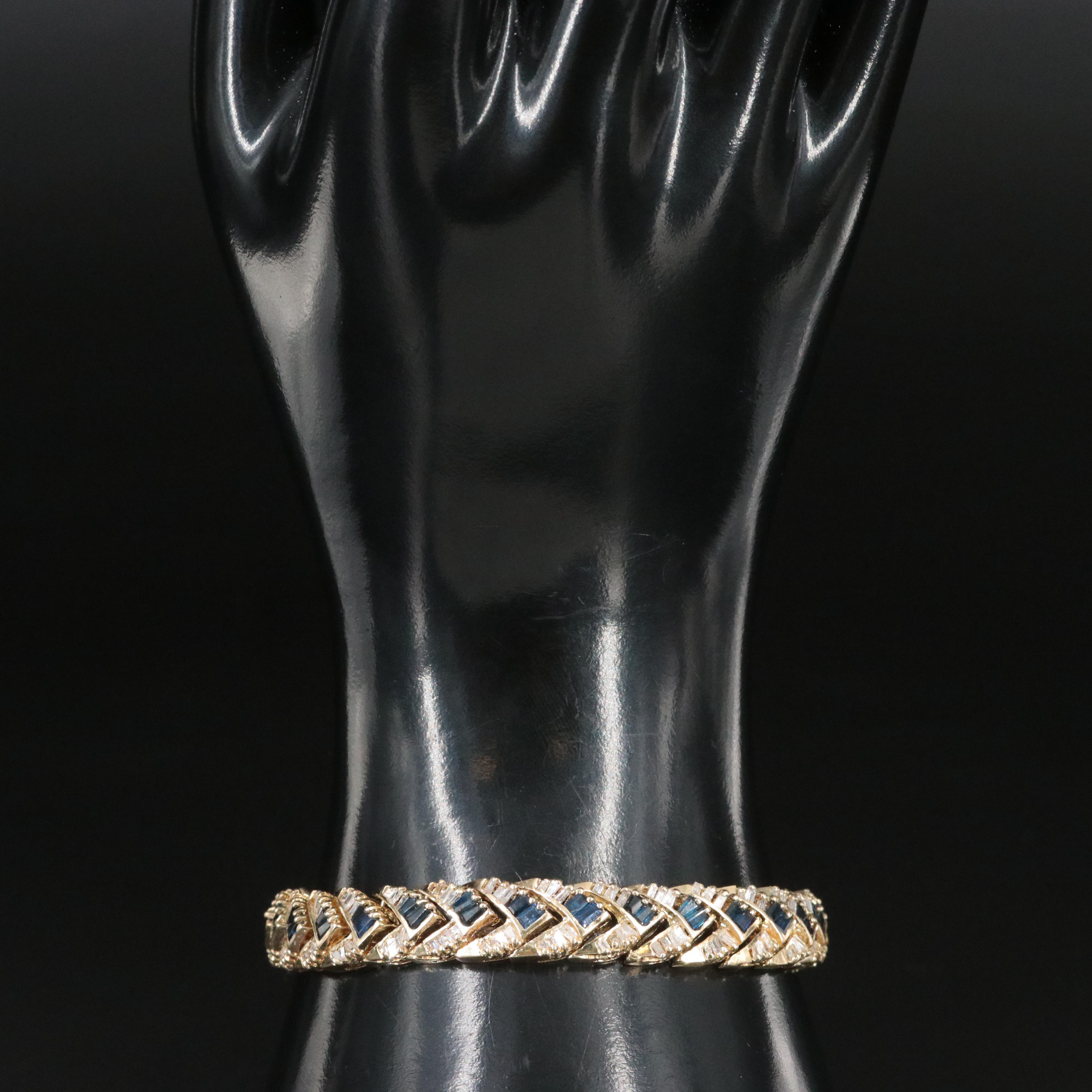 14K 2.90 CTW Diamond and Sapphire Chevron Bracelet