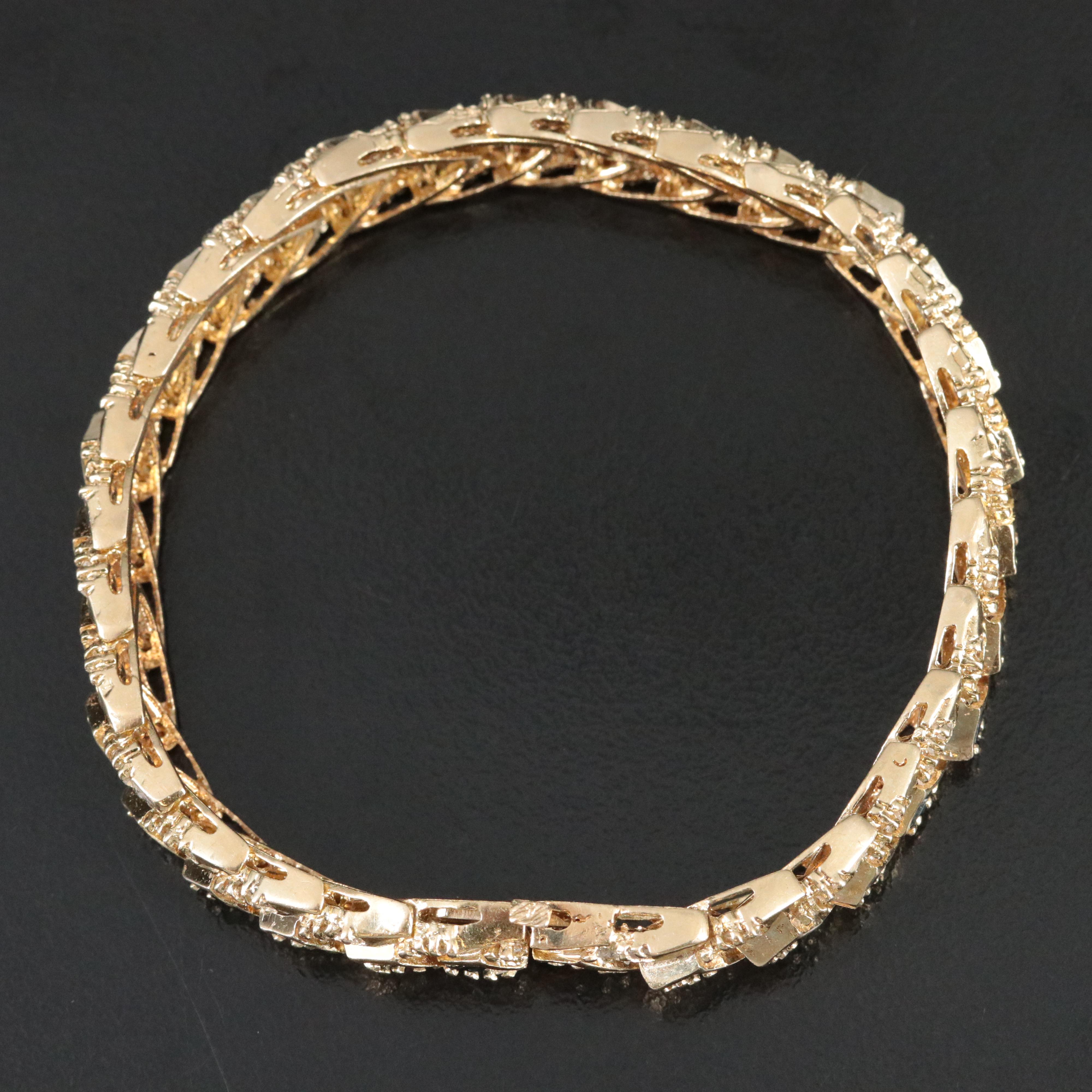 14K 2.90 CTW Diamond and Sapphire Chevron Bracelet