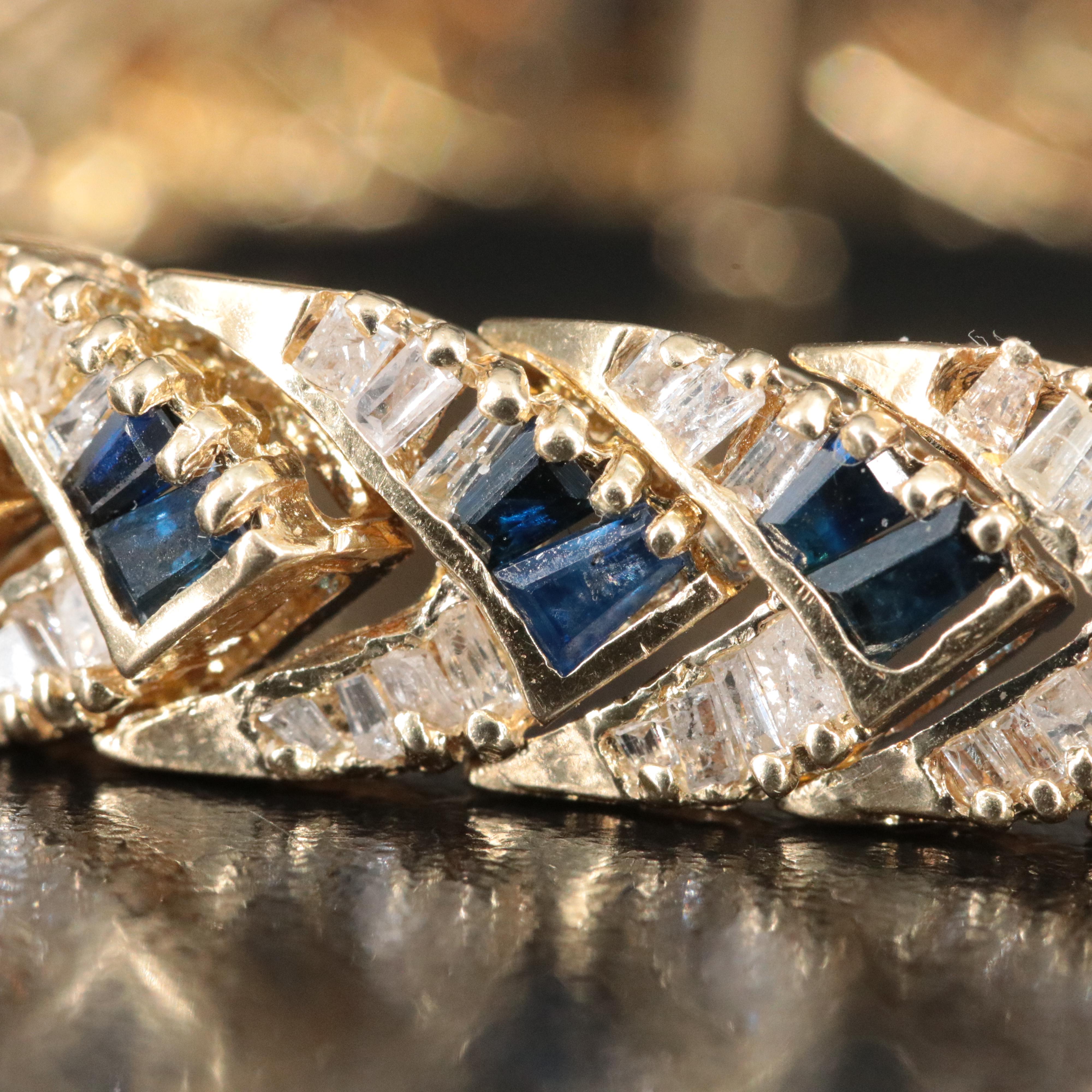 14K 2.90 CTW Diamond and Sapphire Chevron Bracelet