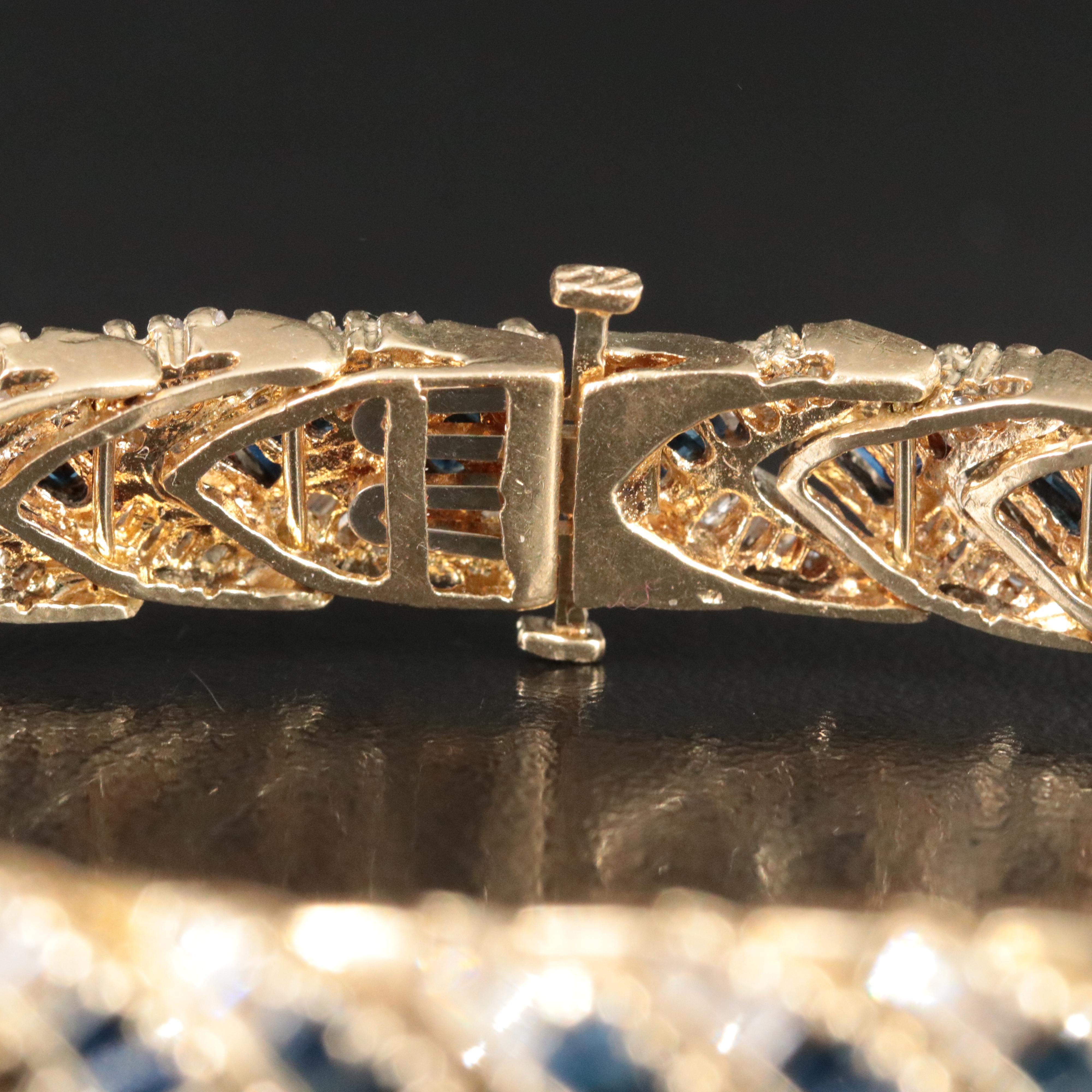 14K 2.90 CTW Diamond and Sapphire Chevron Bracelet