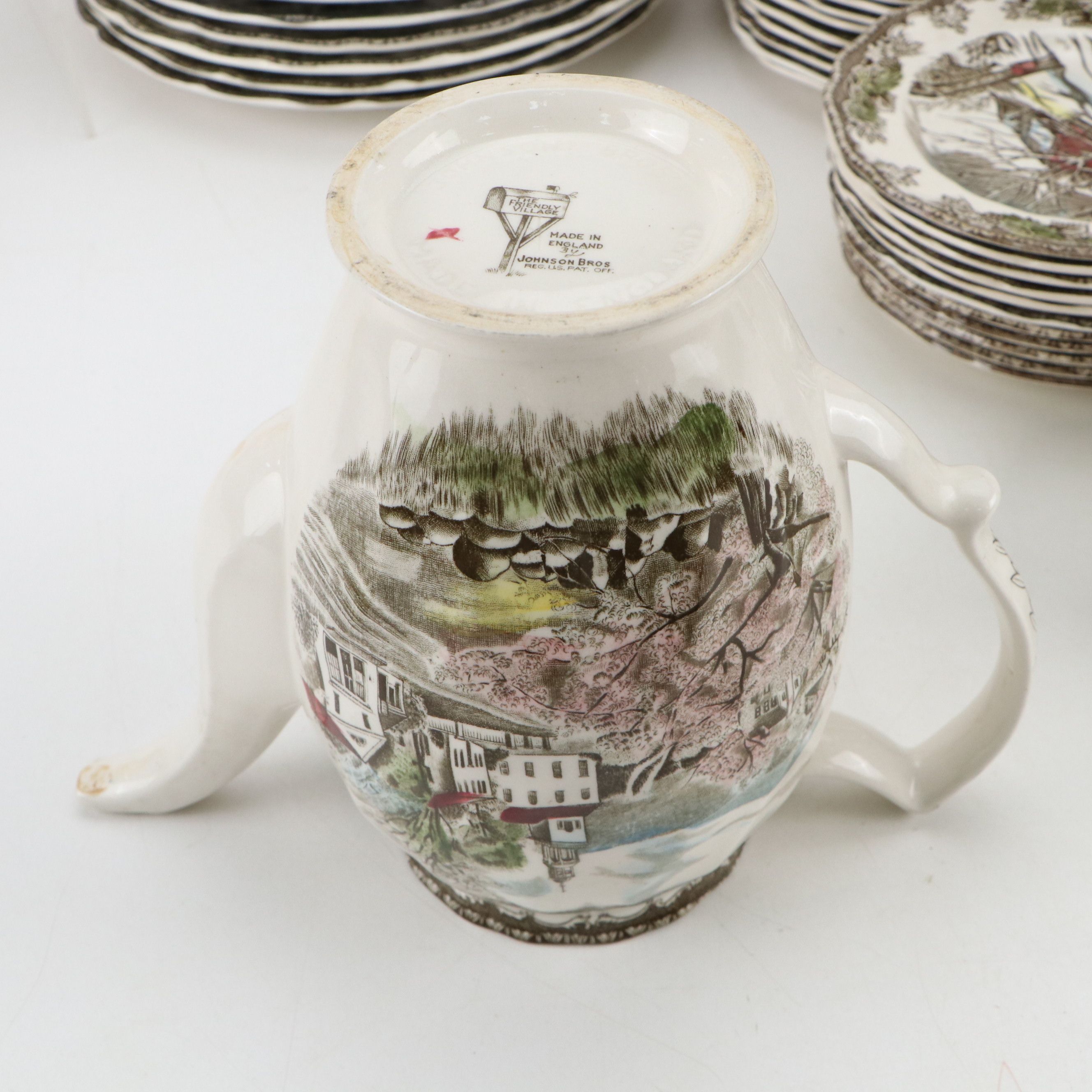Johnson Bros. "The Friendly Village" with Other Johnson Bros. Transferware