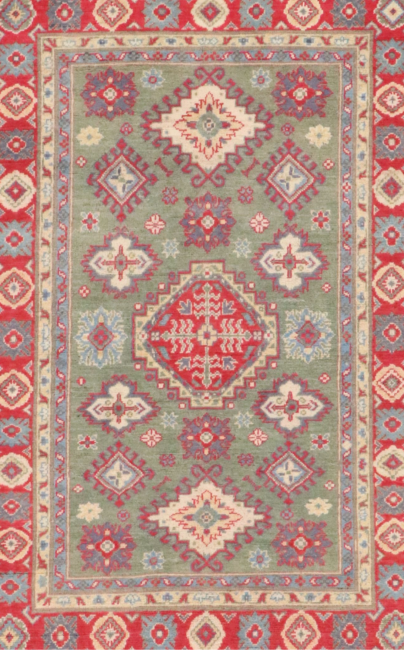 4' x 6' Hand-Knotted Pakistani Kazak Area Rug