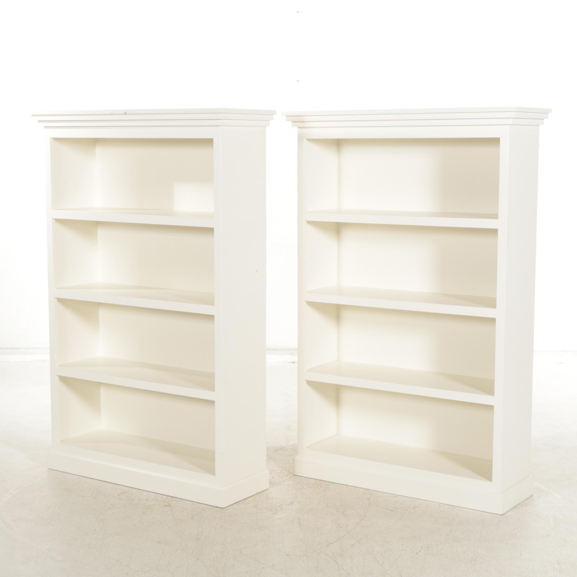 Pair of Contemporary White Bookcases