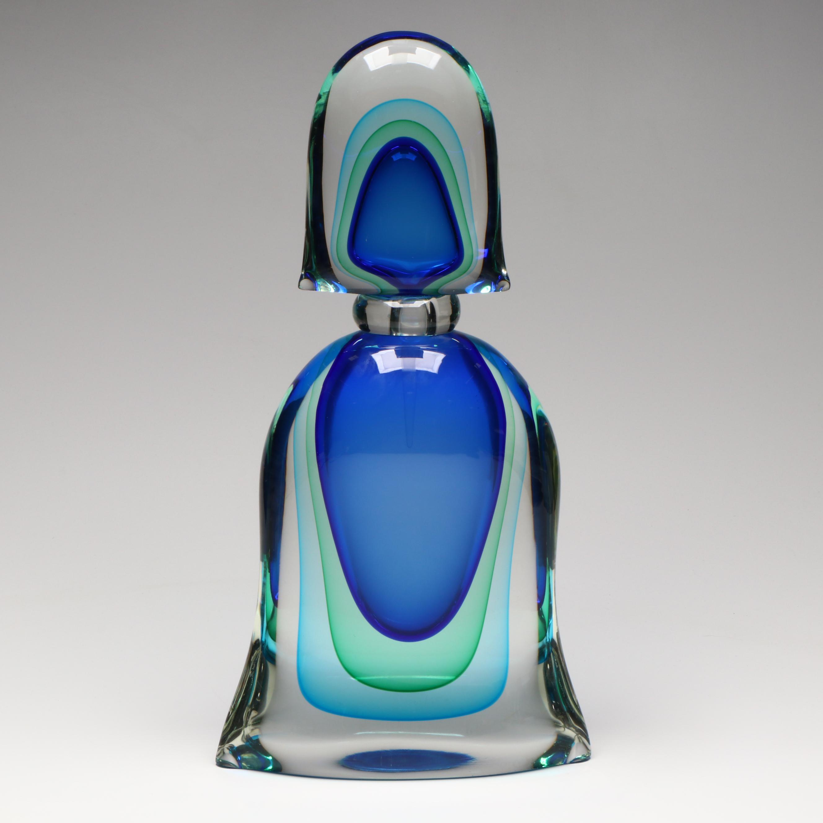 Luigi Onesto Murano Sommerso Art Glass Perfume Bottle, 2000