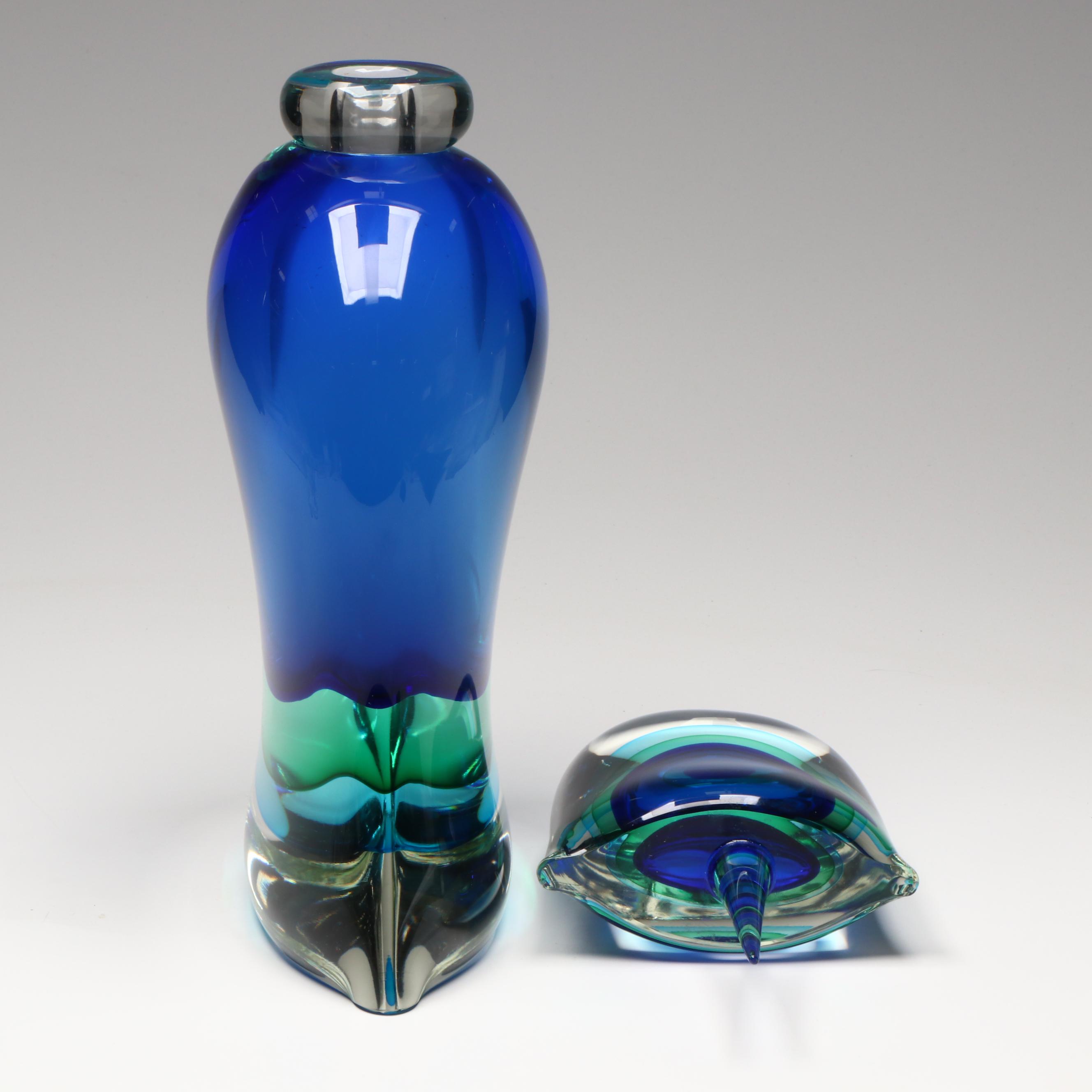 Luigi Onesto Murano Sommerso Art Glass Perfume Bottle, 2000