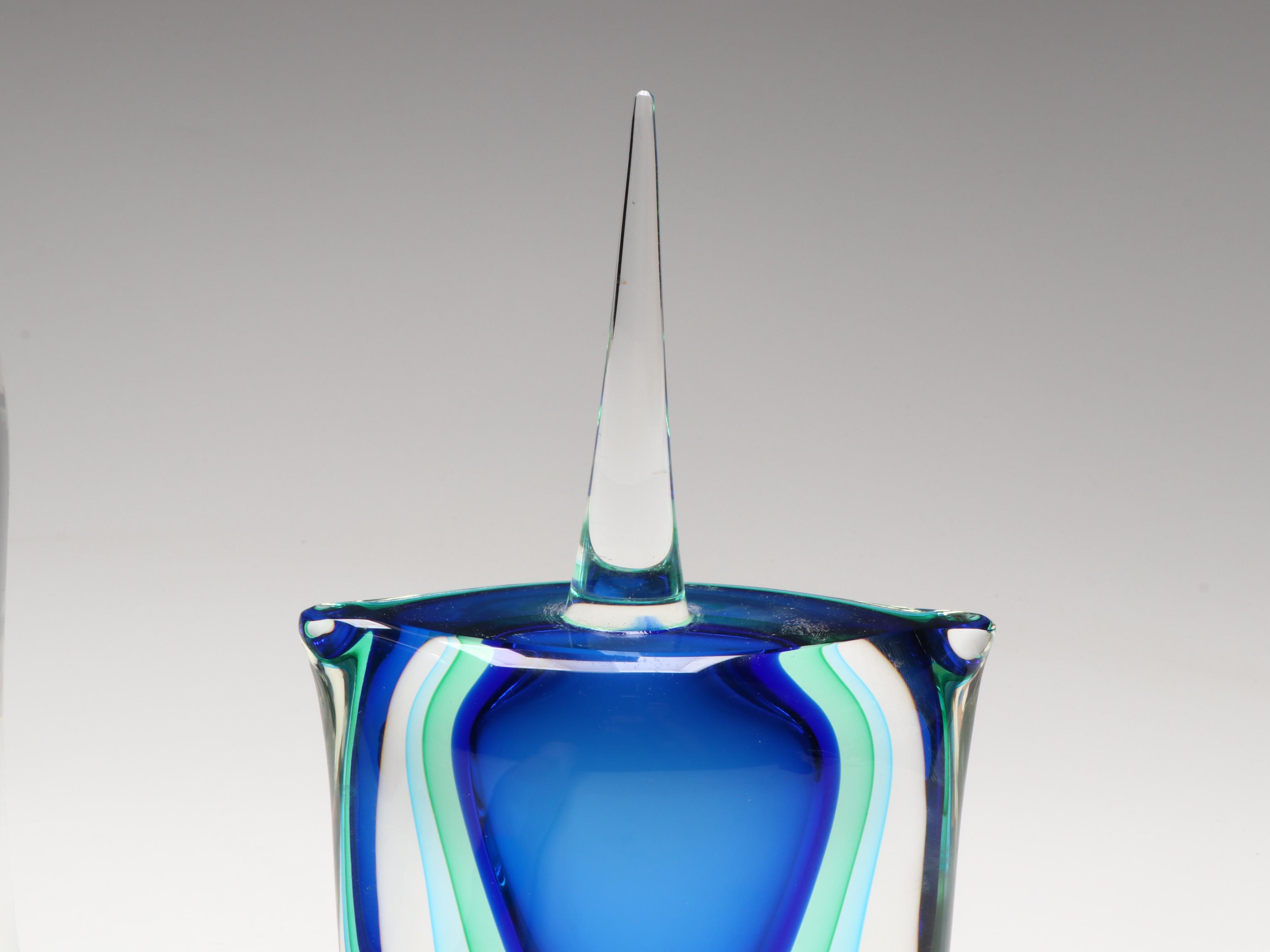 Luigi Onesto Murano Sommerso Art Glass Perfume Bottle, 2000