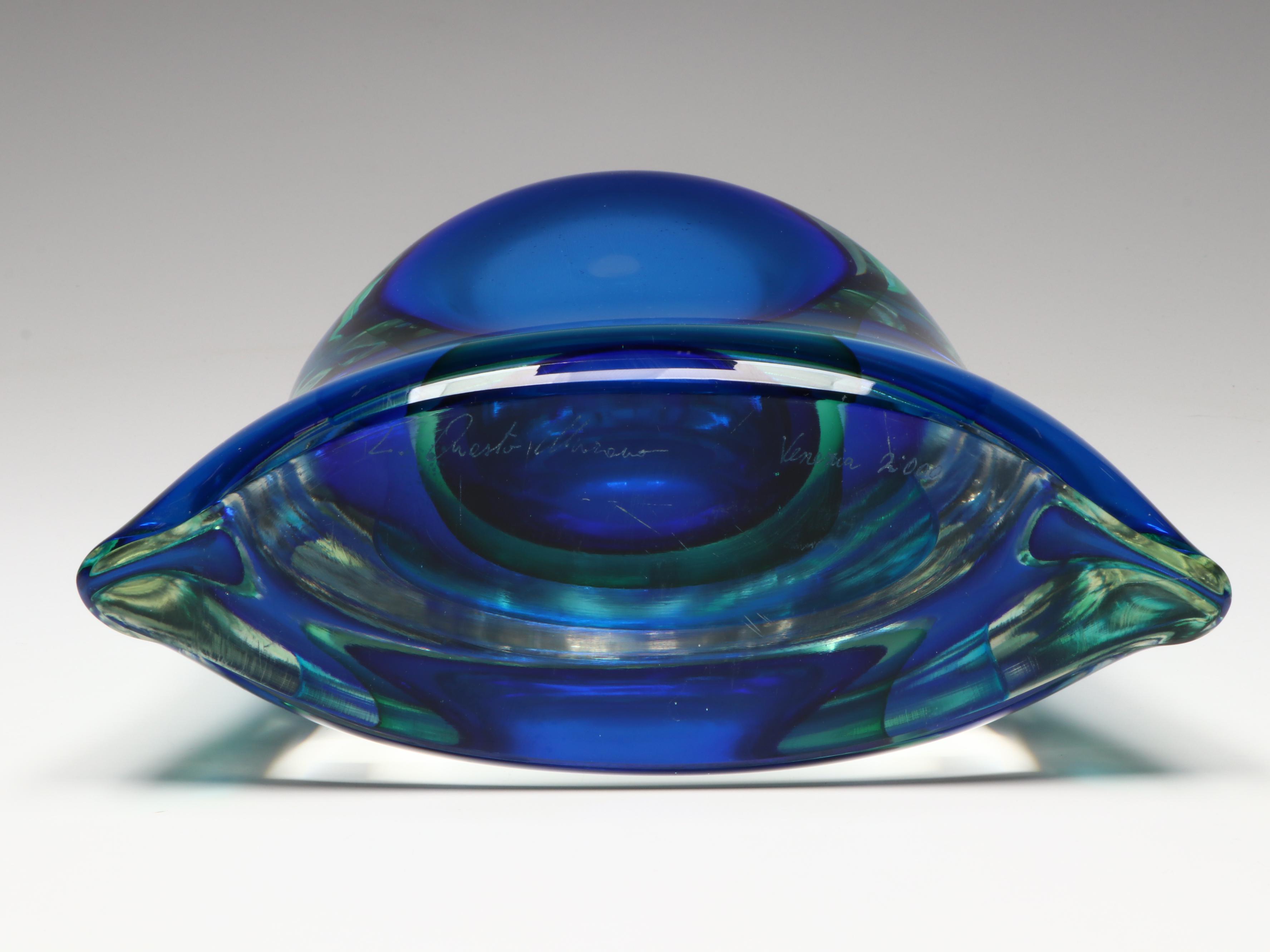 Luigi Onesto Murano Sommerso Art Glass Perfume Bottle, 2000