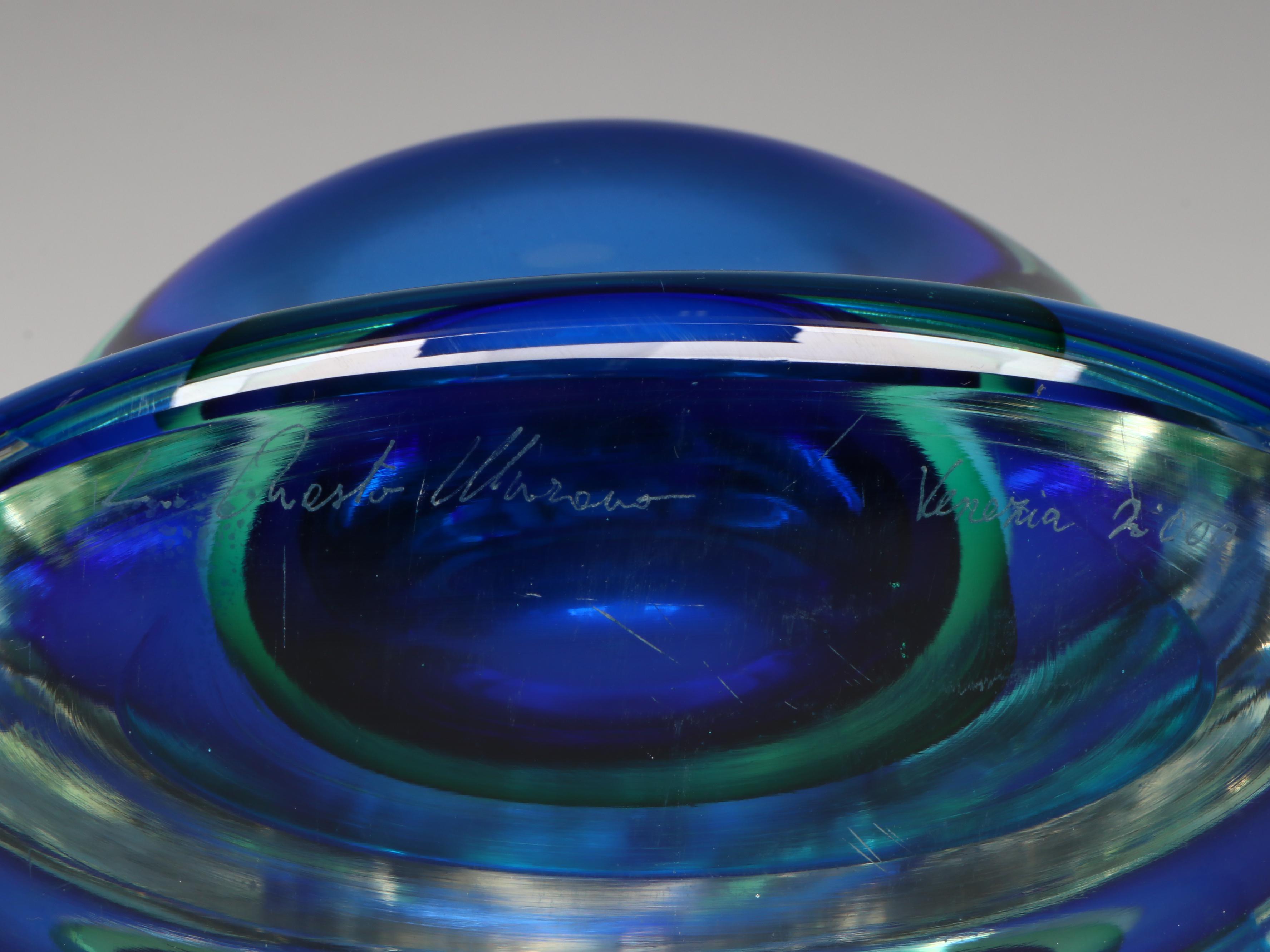 Luigi Onesto Murano Sommerso Art Glass Perfume Bottle, 2000