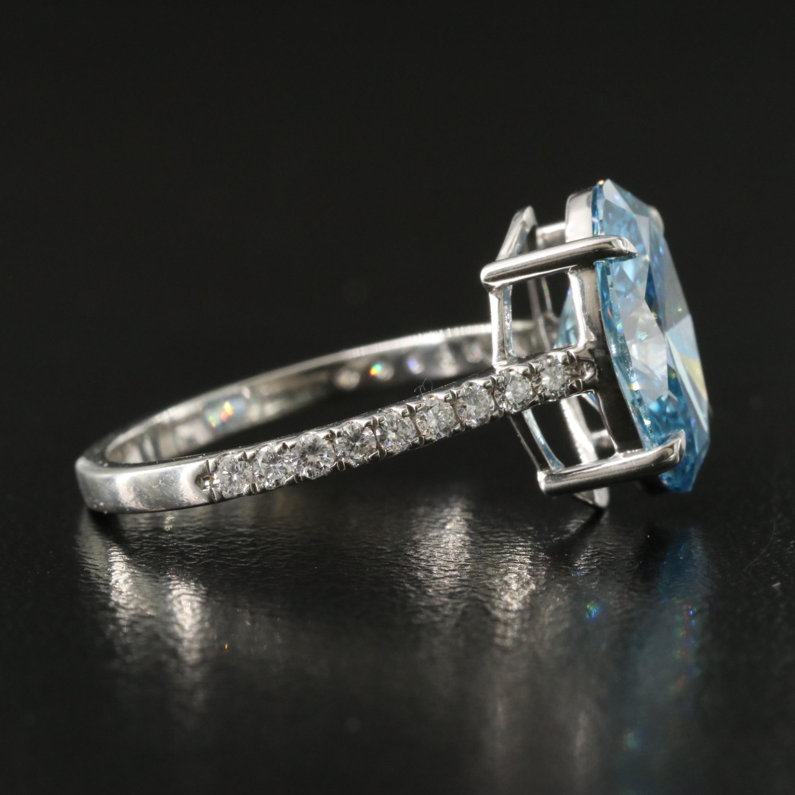 Platinum 3.30 CTW Lab Grown Diamond Ring with Fancy Blue Center and IGI Report