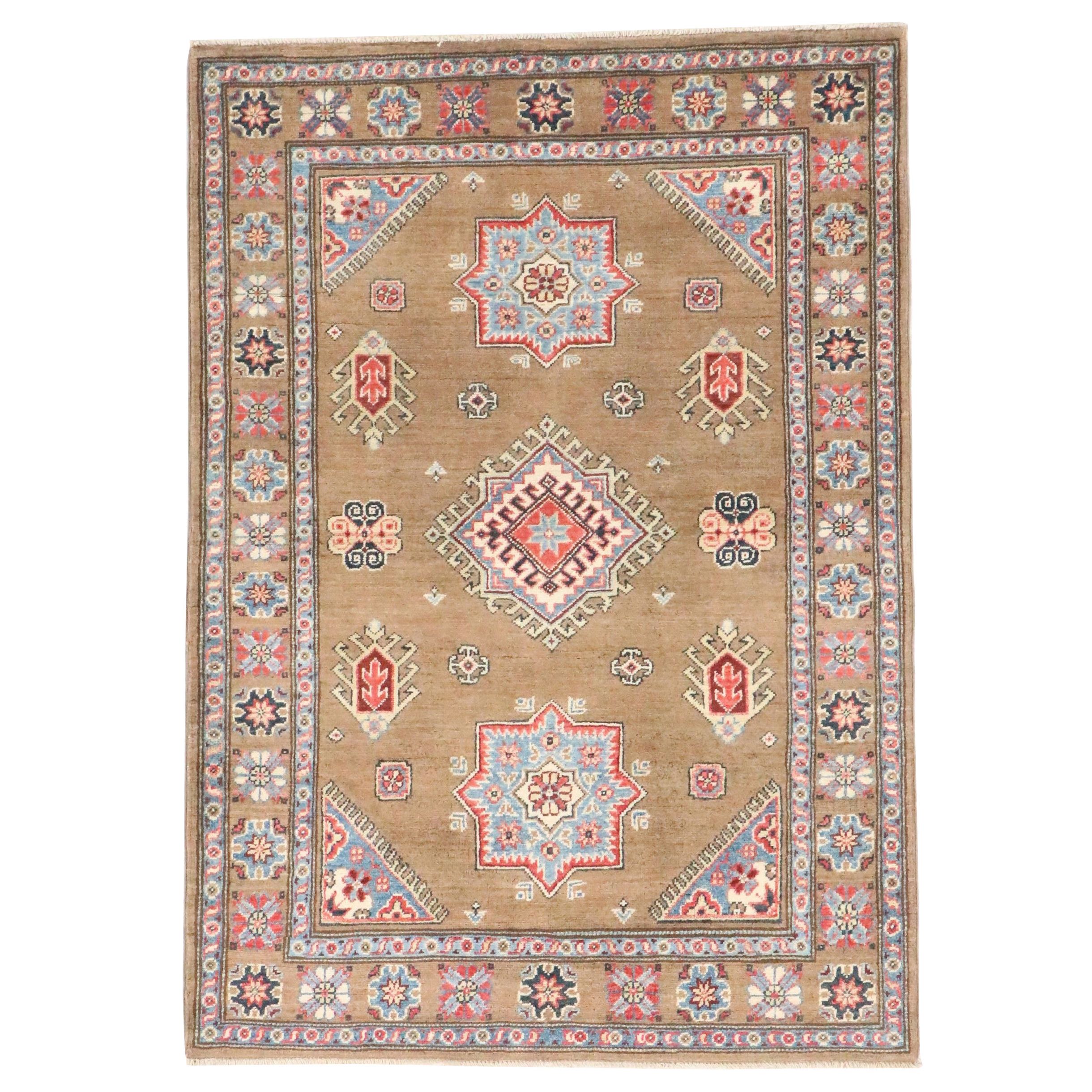4' x 5'9 Hand-Knotted Pakistani Kazak Area Rug