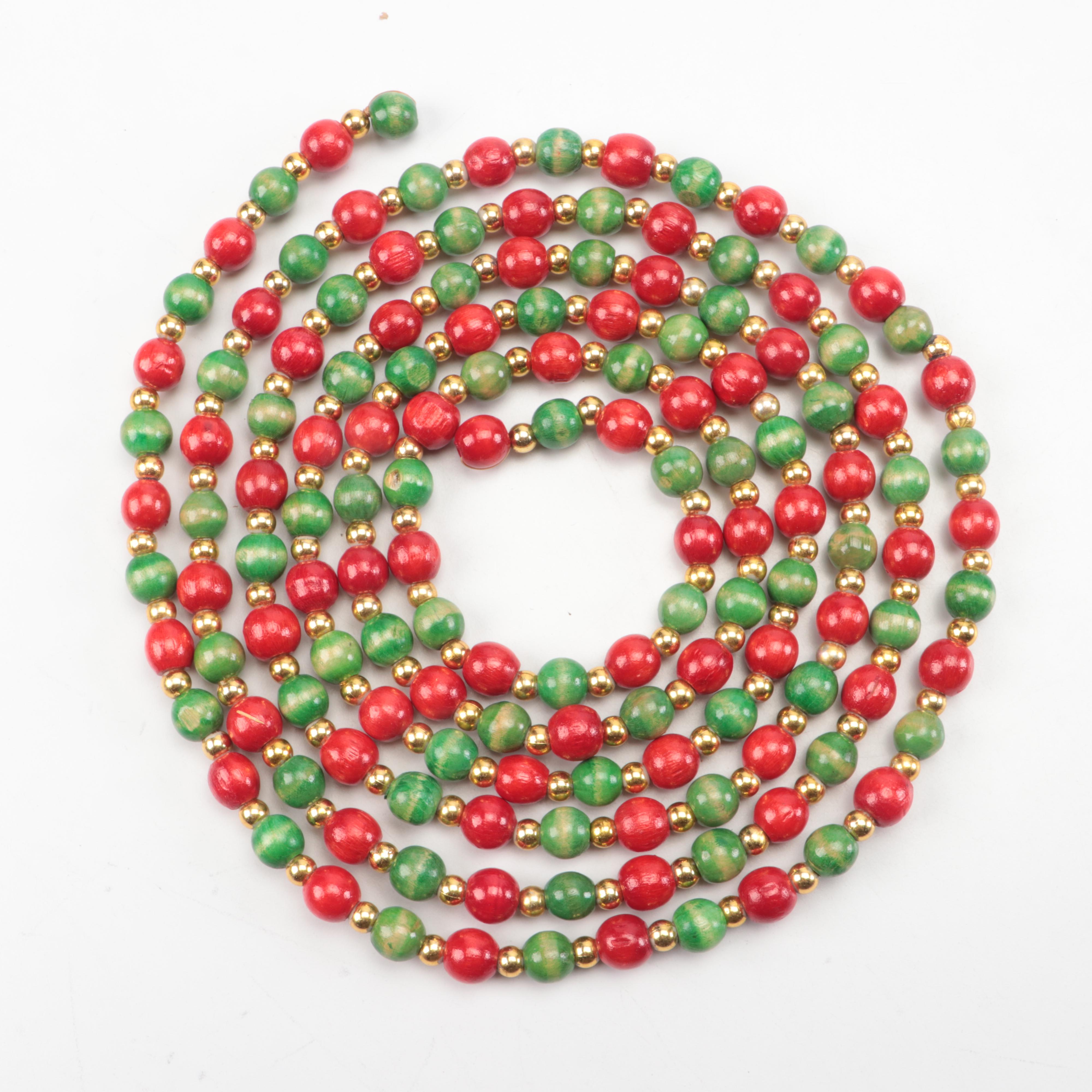 Mercury Glass Ornaments with Beaded Garlands and Other Decor