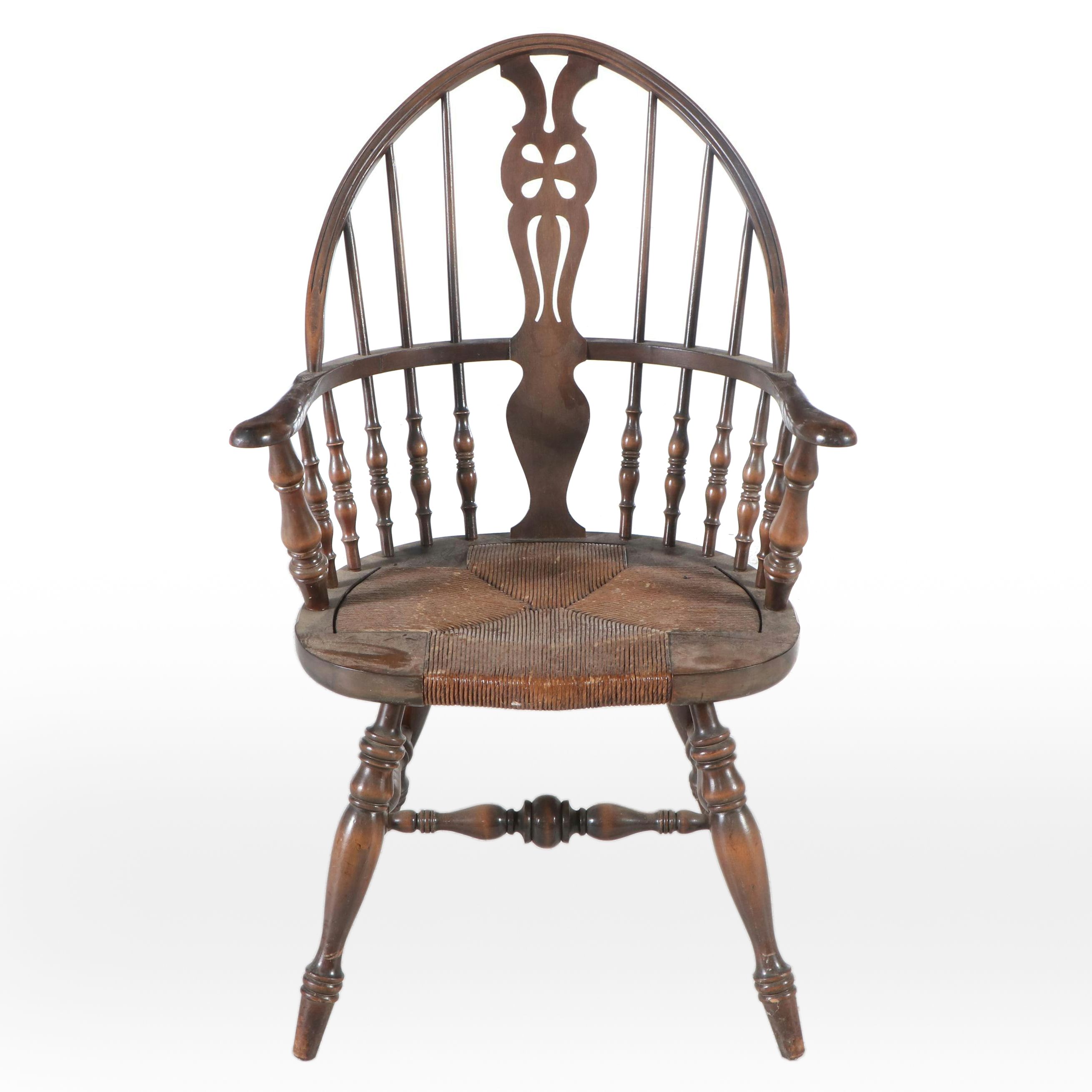 Karpen Walnut Windsor Chair with Woven Seat