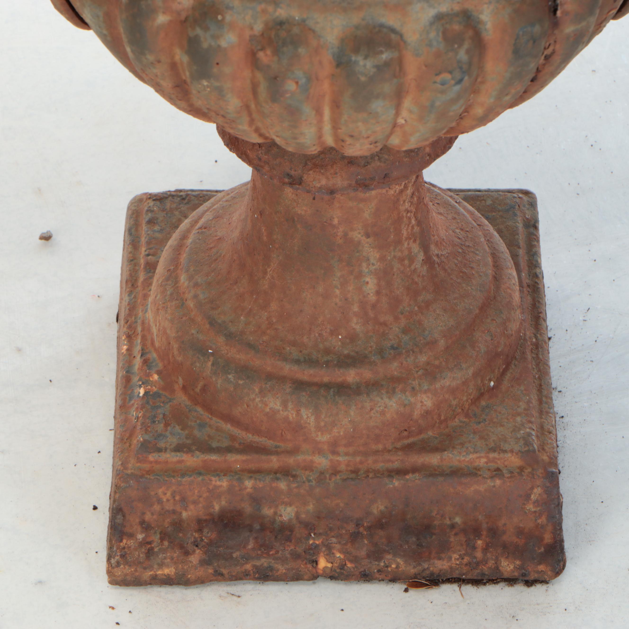 Pair of Metal Medici Urn Planter